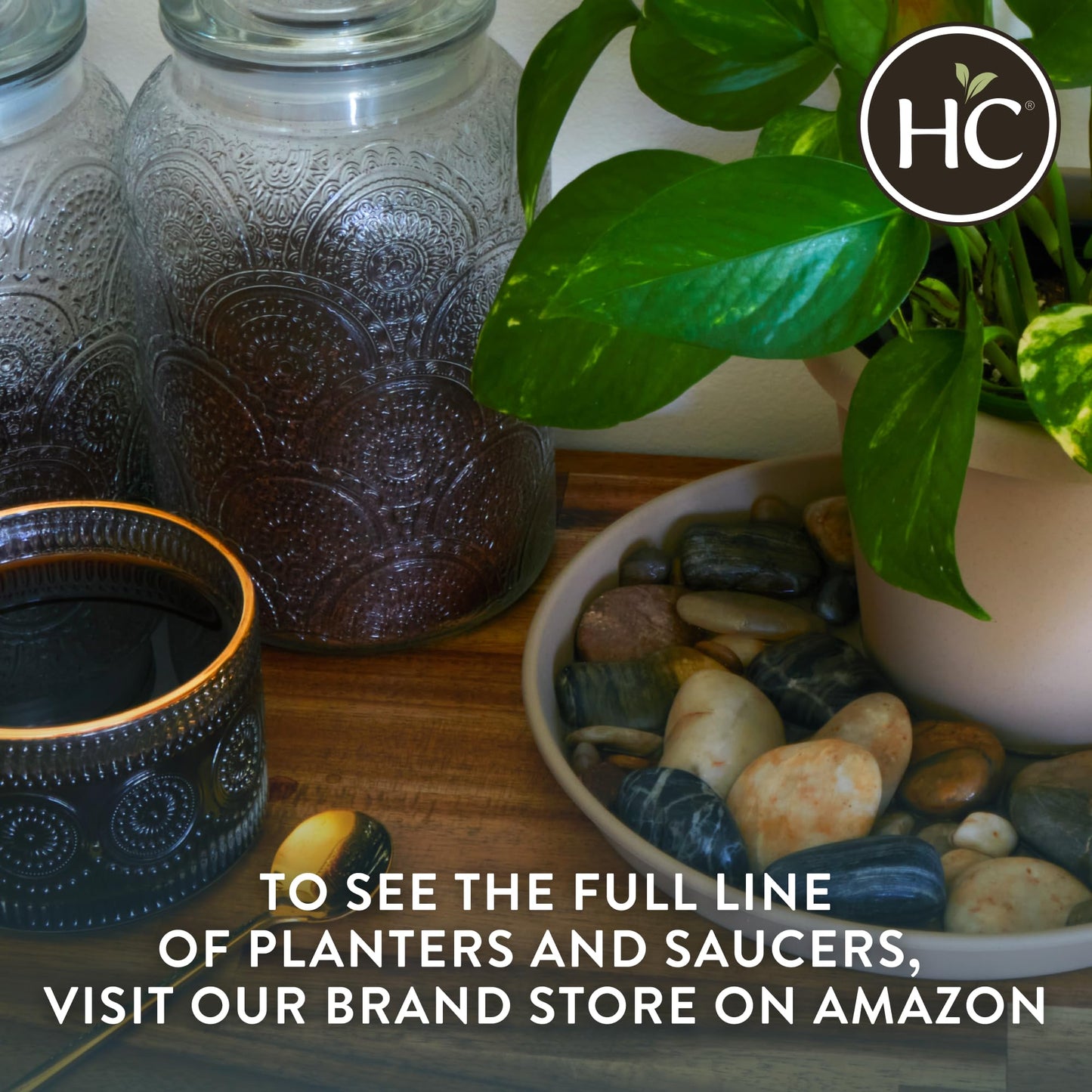 The HC Companies 14 Inch Prima Round Planter Pots w/Drainage Holes & Rolled Rim, Lightweight UV-Resistant Plastic Indoor & Outdoor Planters, 2-Pack Flower Pots for Garden & Home Decor, Twilight Blue