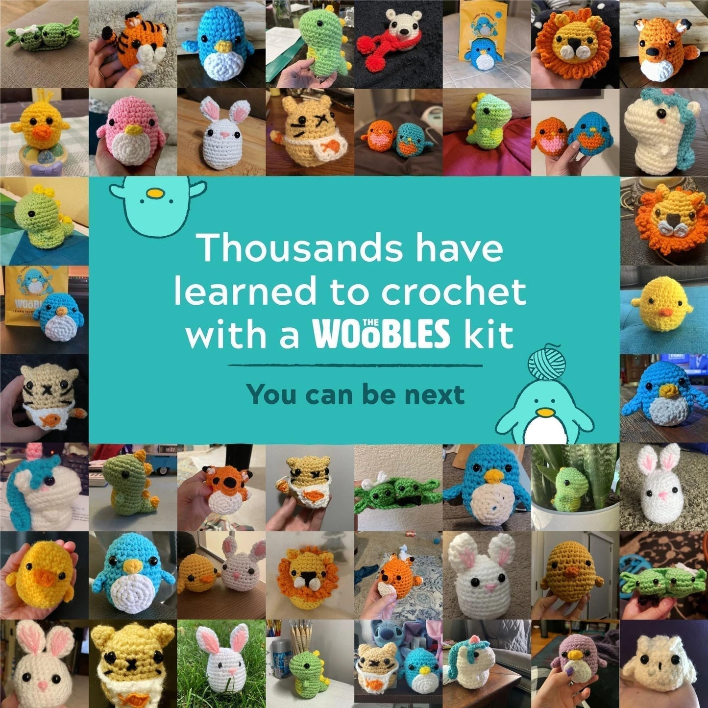 The Woobles Hello Kitty Crochet Kit - Beginners Wooble Crochet Animal Kit Crafts with Easy Peasy Yarn as seen on Shark Tank - with Step-by-Step Video Tutorials (My Melody)