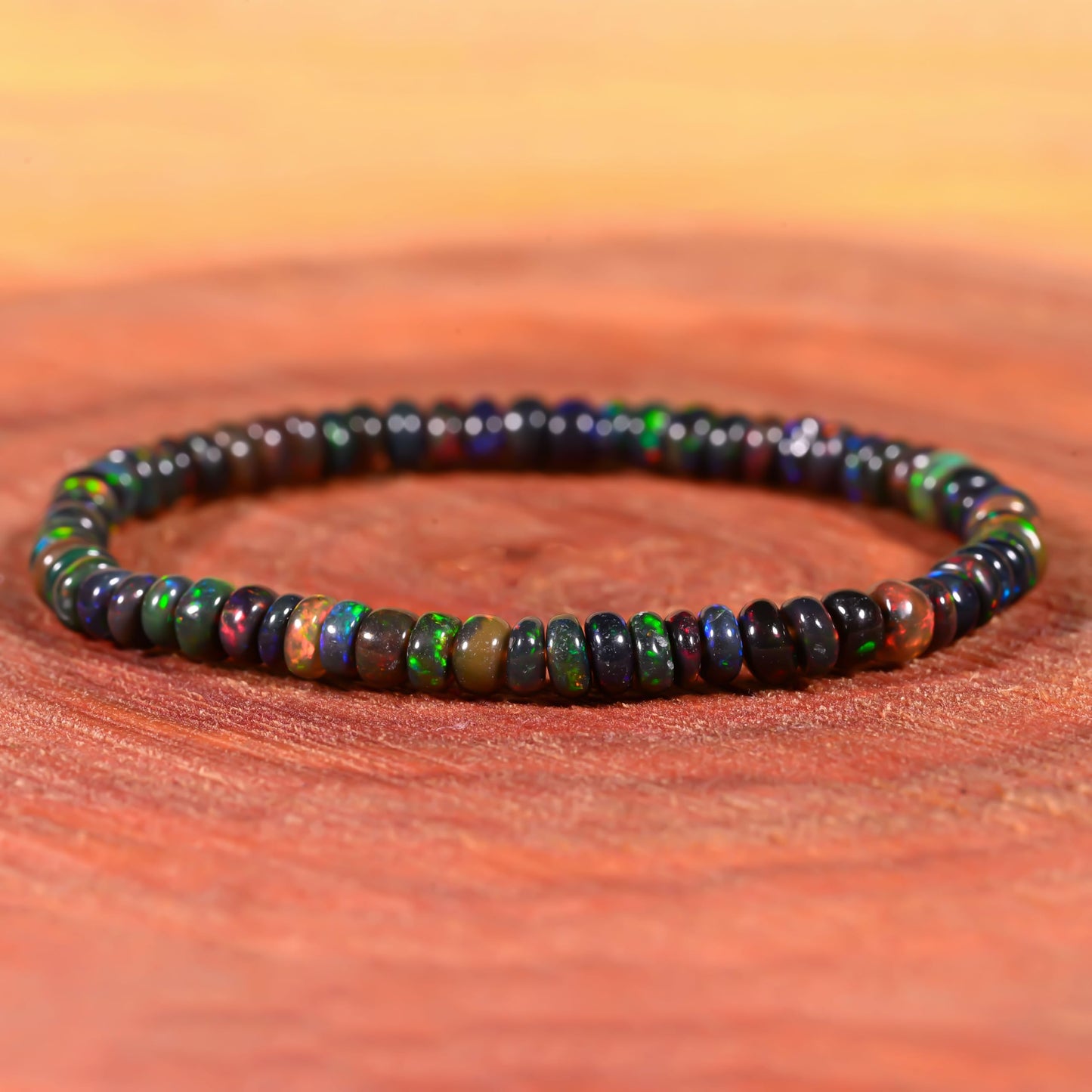 GEMS OF BAY Opal Bracelet (7 Inches, Black)