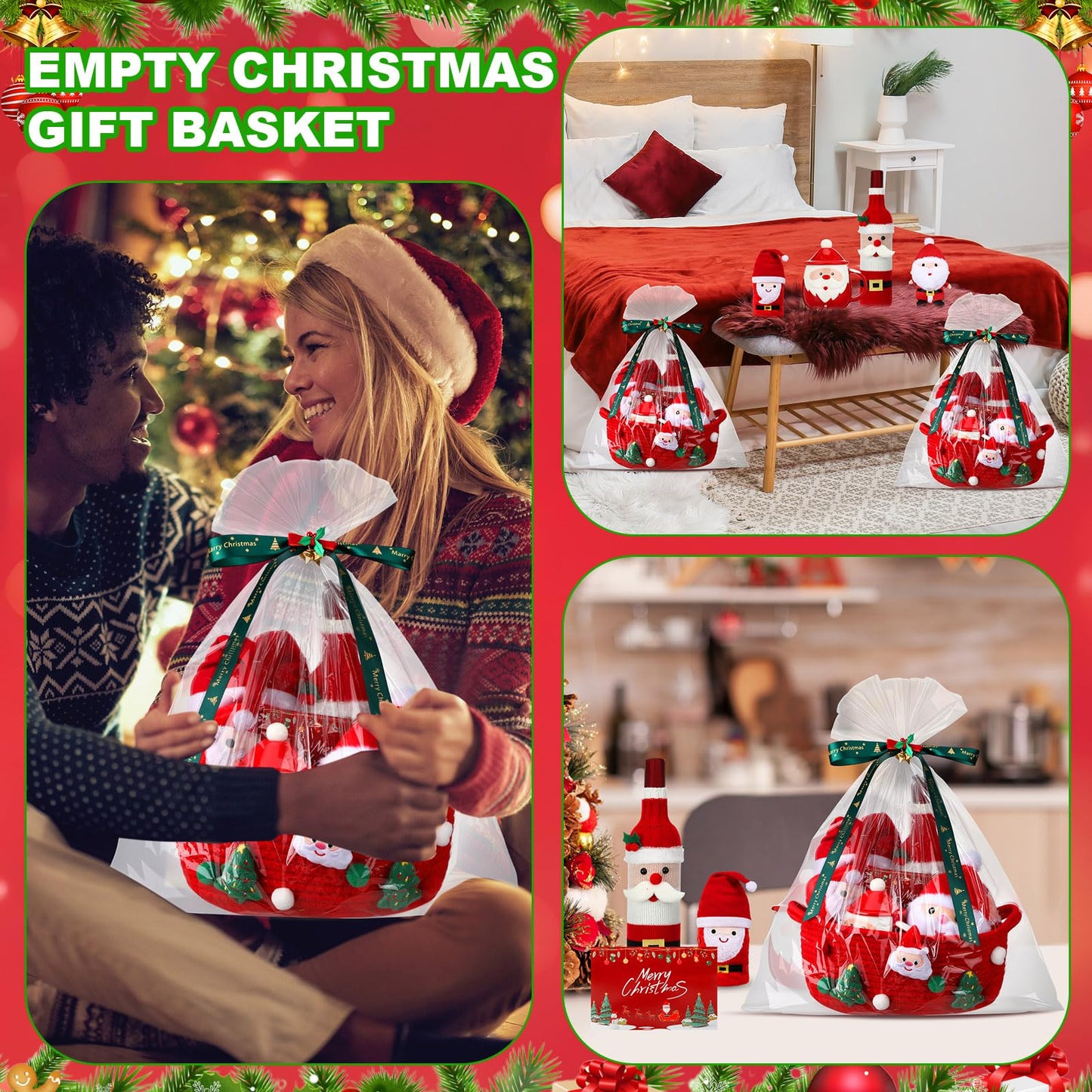 Ferrochef 7 Pcs Christmas Gifts Set for Women 2026 Christmas Gifts Basket with Santa Themed Mug Plush Doll Blanket Wine Bottle Cooler Holiday Card Merry Xmas Gift for Mom Coworker Friend Wife Sister