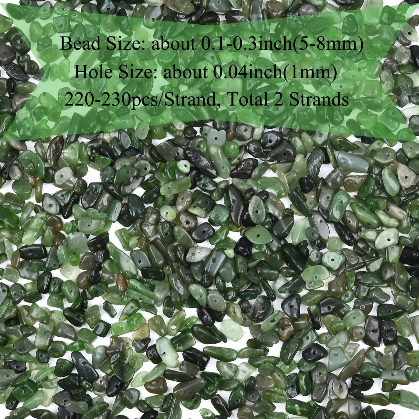 Natural Chip Stone Beads 450pcs Green Canada Jade Chips 5-8mm Genuine Real Irregular Healing Crystal Rocks Hole Drilled DIY Loose Gemstone Beads for Jewelry Making Bracelet Earrings Necklace Crafting