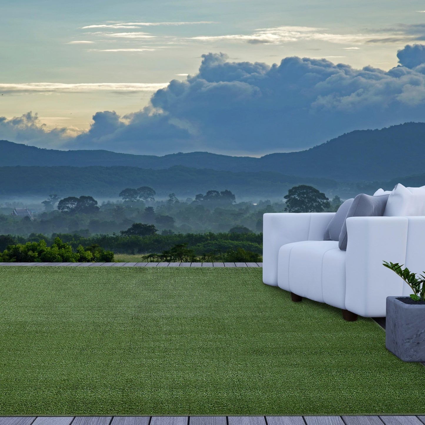 iCustomRug Synthetic Grass Rug – 6 x 13ft Lawn Green Turf Carpet for Patios, Yards, Boats, Camping – Indoor/Outdoor Use
