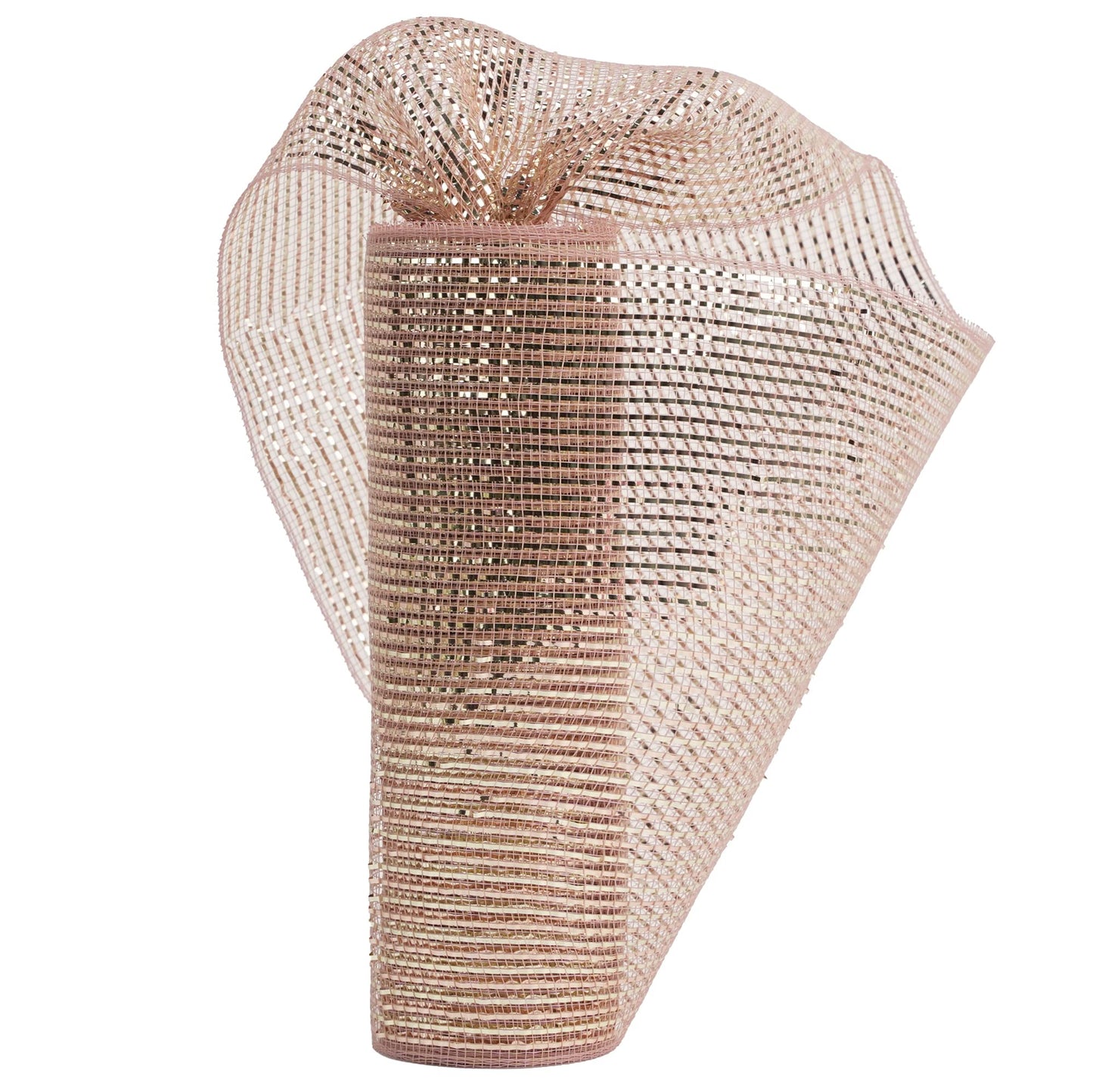 HUIHUANG Rose Gold Deco Mesh 10 inch Rolls, Decorative Mesh Ribbon with Gold Wide Foil for Christmas Wreaths Supplies, Swags, Christmas Tree Decoration, Wedding, Garland and Bows