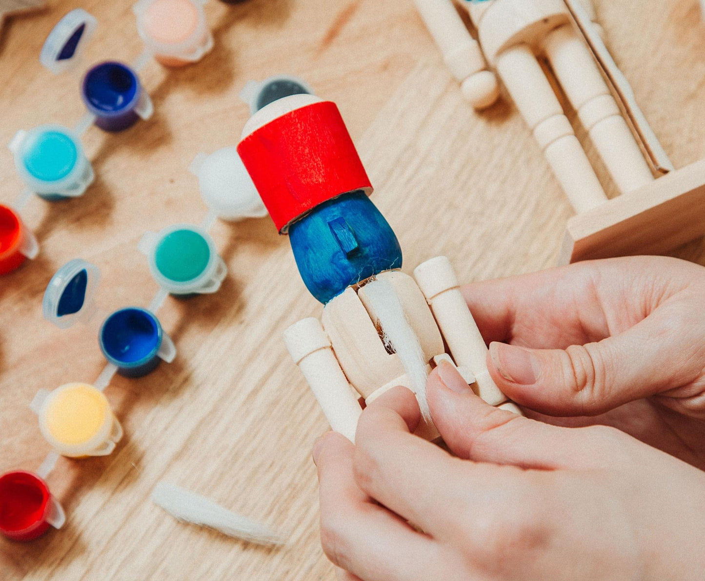 Toynk Paint Your Own 7-Inch Wooden Nutcracker Figure Craft Kit, Set of 2 | Holiday Christmas Decoration for Indoor Winter Table Desktop