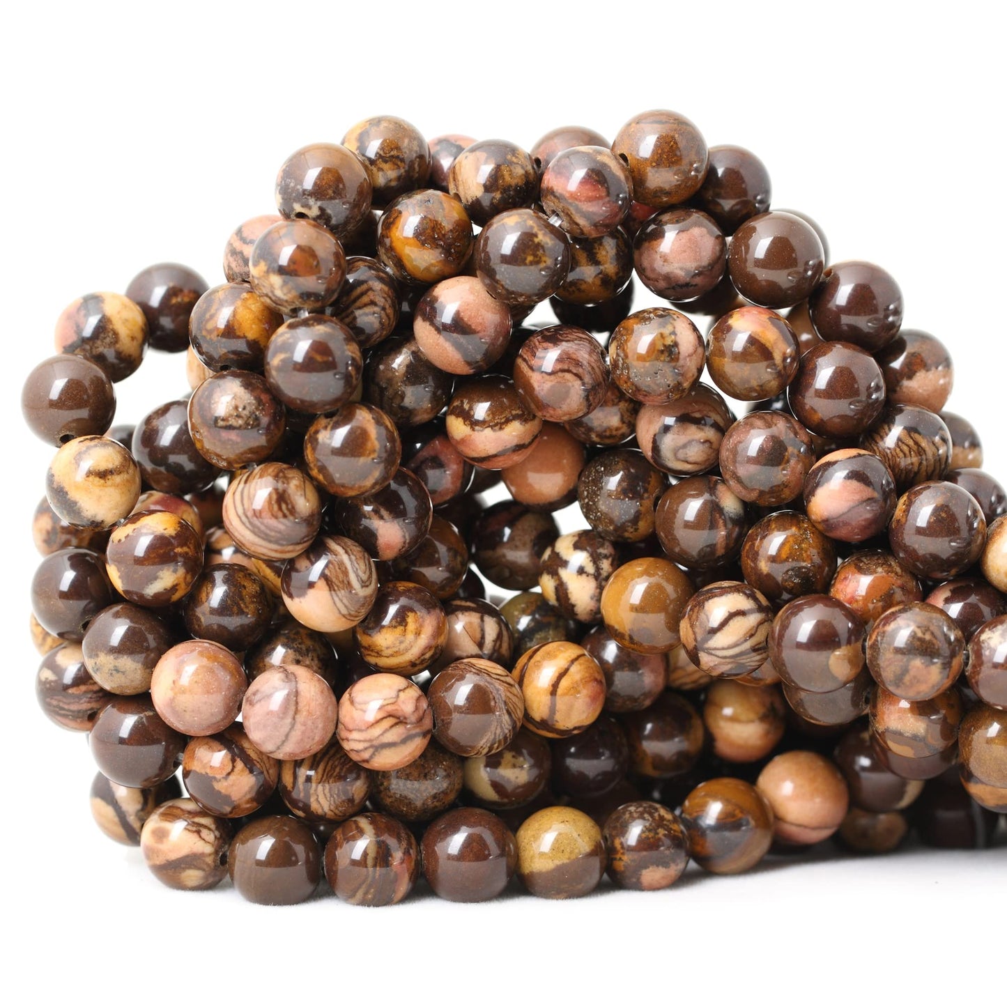 CHEAVIAN 45PCS 8mm Natural Africa Picture Jasper Gemstone Round Loose Beads for DIY Bracelet Necklace Earrings Jewelry Making 1 String 15 Inches