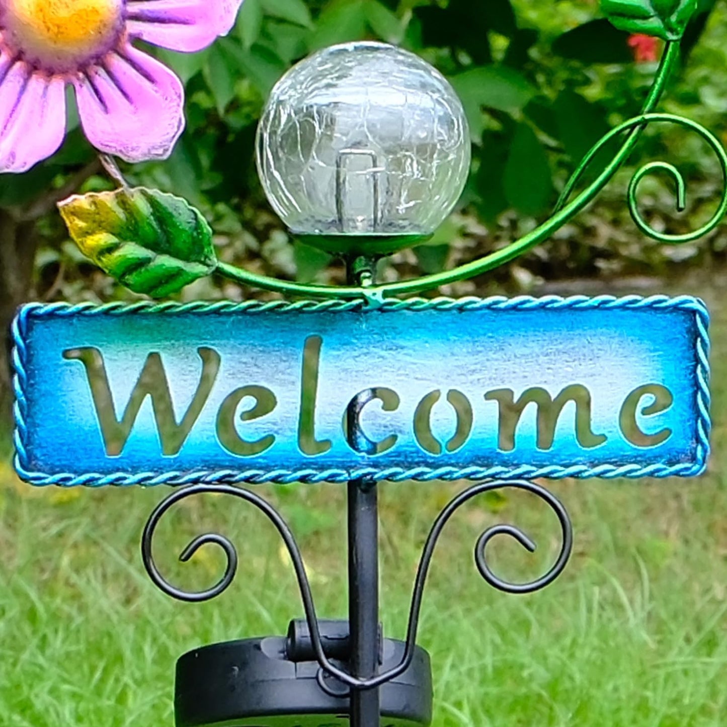 FOMOMDI Hummingbird Garden Decorations for Outside, Solar Waterproof Stake Lights with Welcome Sign for Yard Lawn Patio Pathway, Warm Gifts for Mom Grandma Housewarming (Hummingbird)
