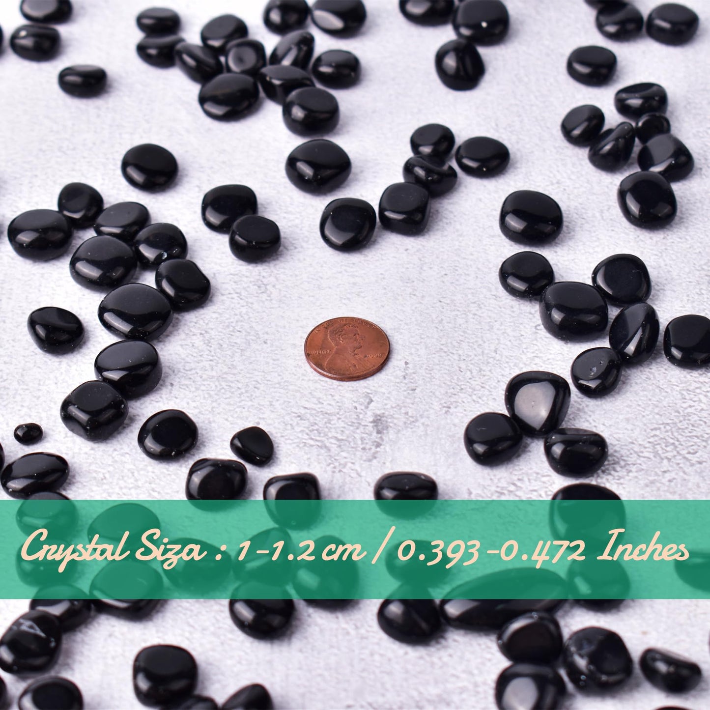 Polished Obsidian Crystal Set, 0.4", 128 Pcs - Handpicked Tumbled Stones and Crystals Bulk for Healing, Reiki, Meditation, Witchcraft and Home Decor, Obsidian - 0.4"- 10 oz
