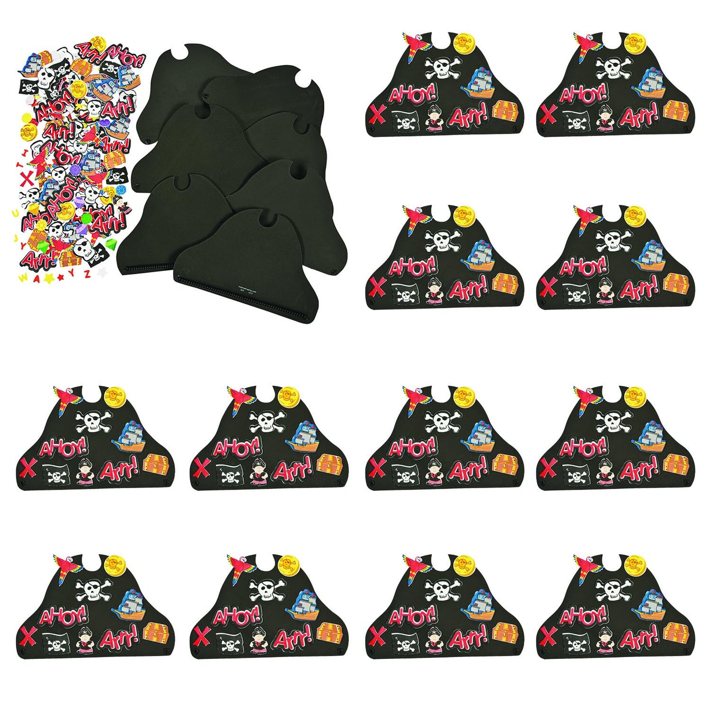 Fun Express Foam Pirate Hat Craft Kit for Kids - 12 Pack Pirate Accessories for Pirate Party Favors, Birthday Decorations & Costume Dress Up | DIY Pirate Hats Bulk Set for Themed Events & Classroom