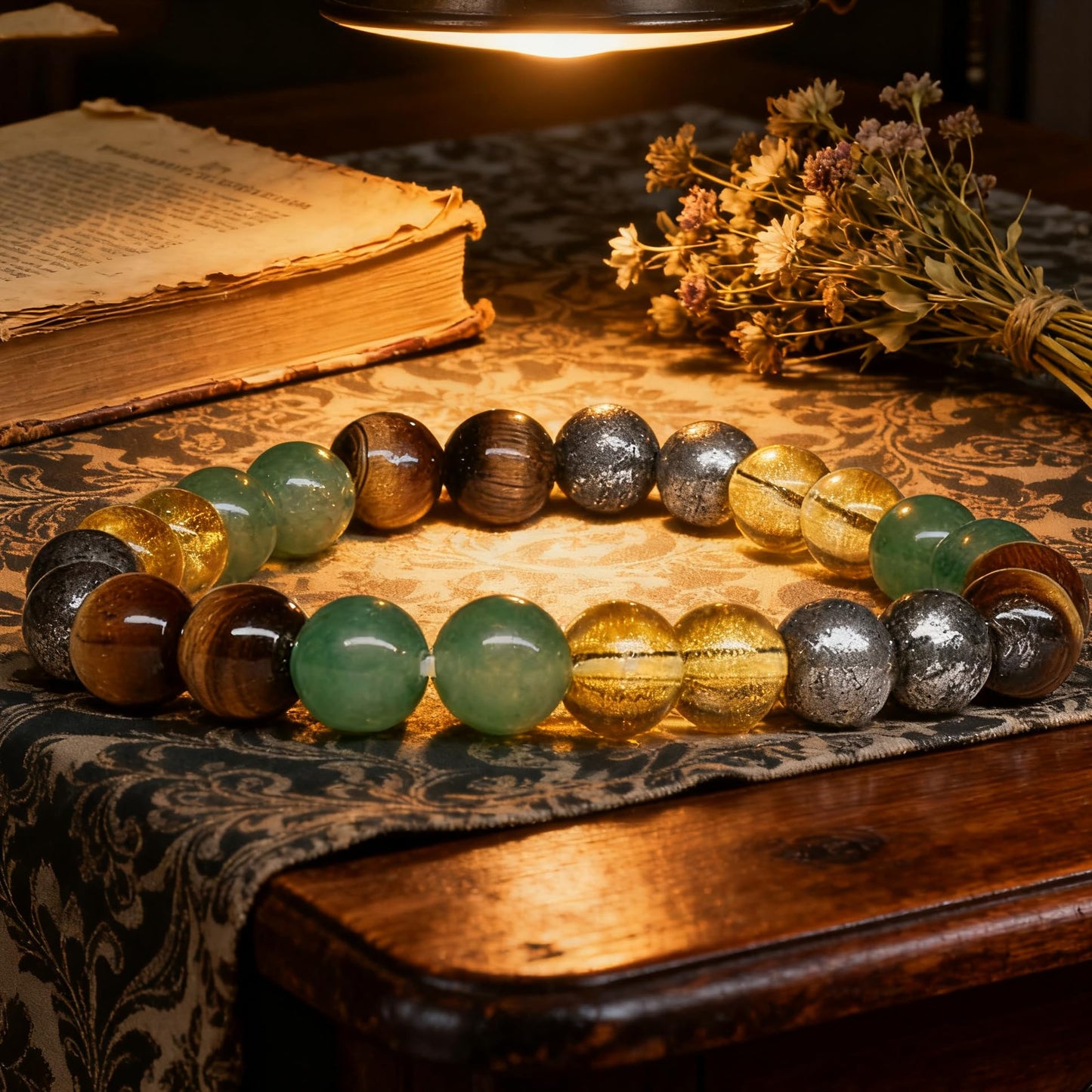 Adjustable Crystal Money Bracelets for Women Aventurine & Tiger-Eye Stone Beaded Bracelet Wealth Attraction Feng Shui Good Luck Elastic Bracelets Natural Healing Protection Jade Spiritual Jewelry(Tiger's Eye Mixed Color)