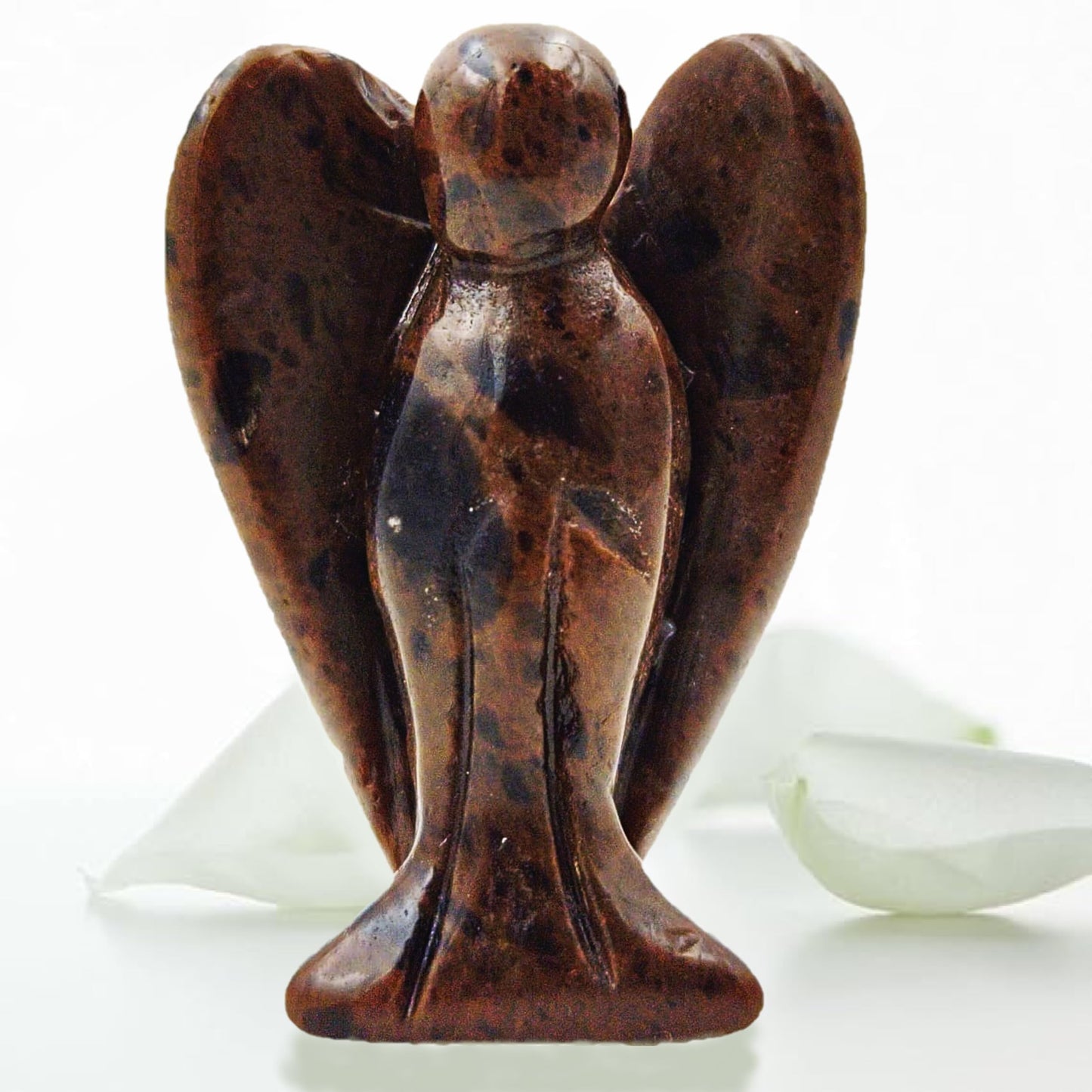 Earth Therapy Pocket Guardian Angel with Serenity Prayer Card - RED Obsidian Natural Crystal Healing Stone Figurine - Gift for Yourselves and Your Loved Ones……