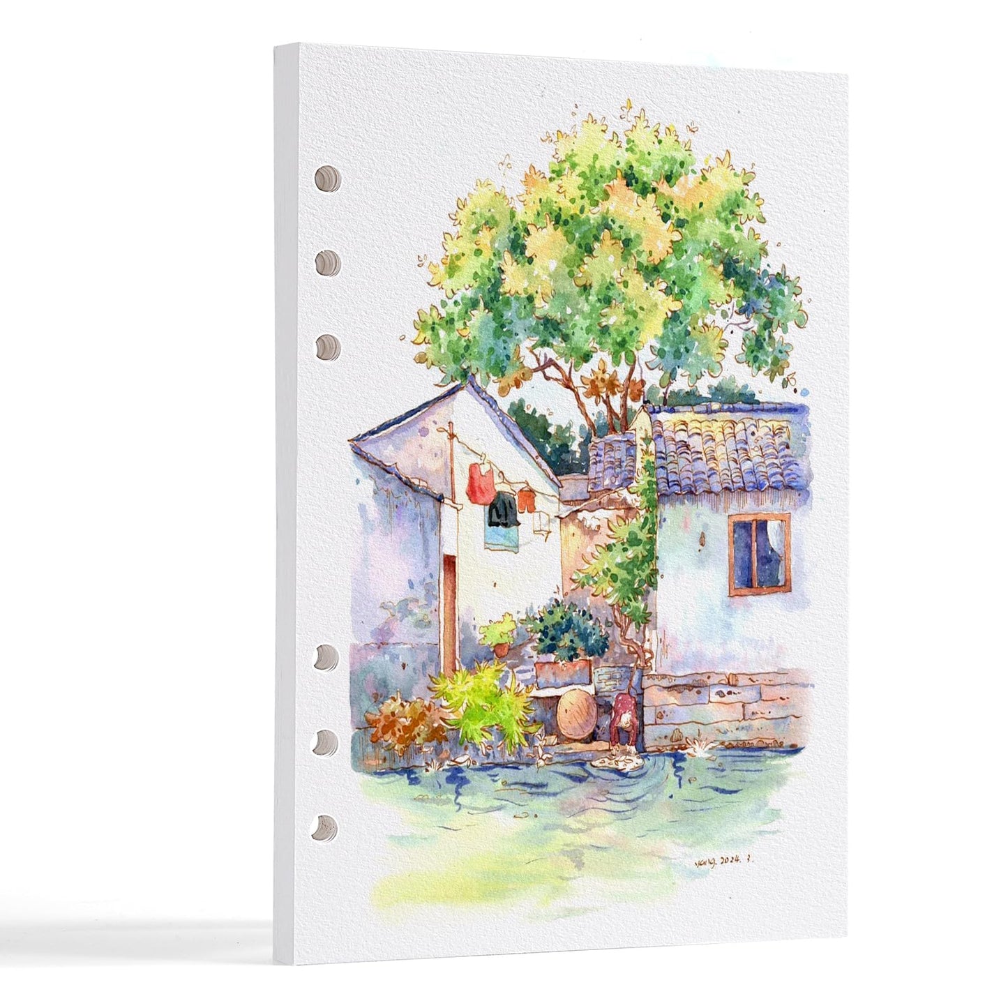 Fuumuui Watercolor Sketchbook Paper Refill - 20 Sheets 140 LB (300 GSM) Cold Pressed, Acid-Free Cotton Paper for Painting, Drawing, Art Journaling, Sketchbook As Travel Notebook - 5.6 x 8.2 inches