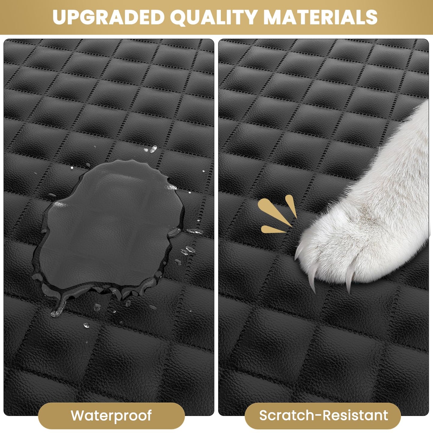 BONTHEE Waterproof SUV Dog Cargo Liner Mat - Heavy Duty Pet Seat Cover for SUV Sedan Van, Non-Slip Back Trunk Protector with Bumper Guard, Large Universal Fit (Black)