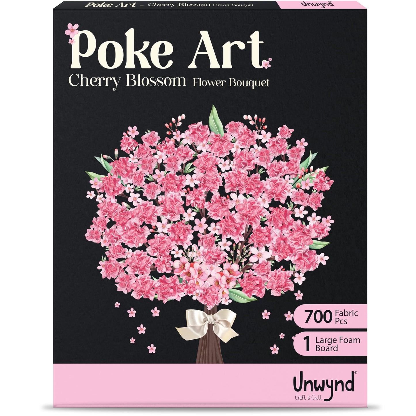 Unwynd Poke Art Cherry Blossom Flower Bouquet | Mess-Free Arts and Crafts for Adults | Teen Craft Kits | Mother's Day Flowers Gift | Gifts for Mother, Women and Men