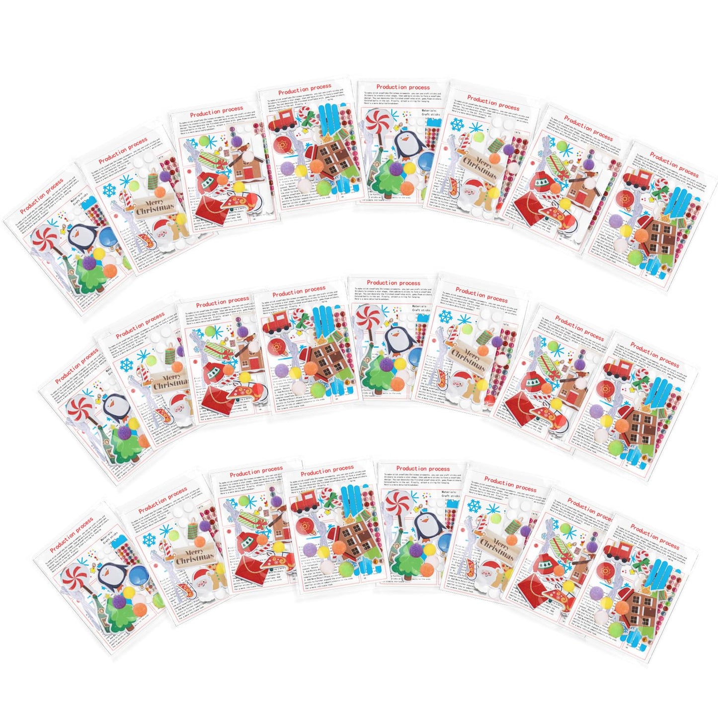 16Set Christmas Craft Kits Winter Popsicle Stick Snowflake DIY Sets Ornaments with Foam Stickers for Christmas Party Supplies Winter Holiday Activities Party Favors