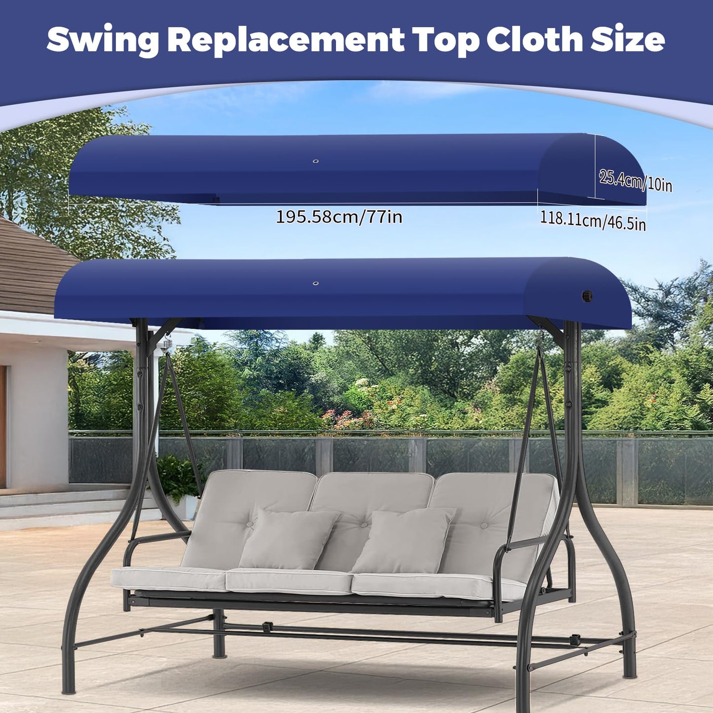Porch Swing Canopy Replacement Top, Swing Chair Canopy Replacement for GT Porch Swing Model GCS00229C (Blue)