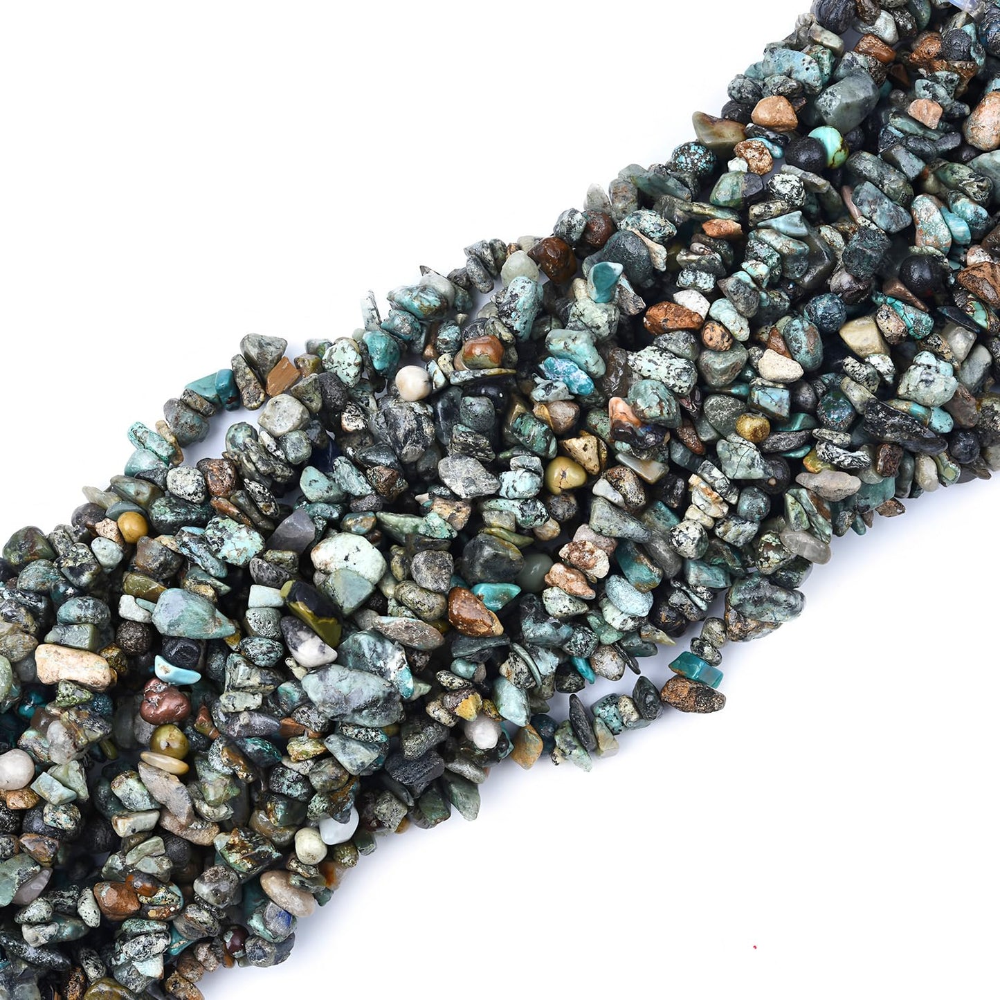 HAAMIIQII 5-8mm Natural African Turquoise Chips Beads Genuine Real Irregular Freeform Chip Loose Gemstone Beads Energy Healing Beads for Jewelry Making Strand 30 Inch