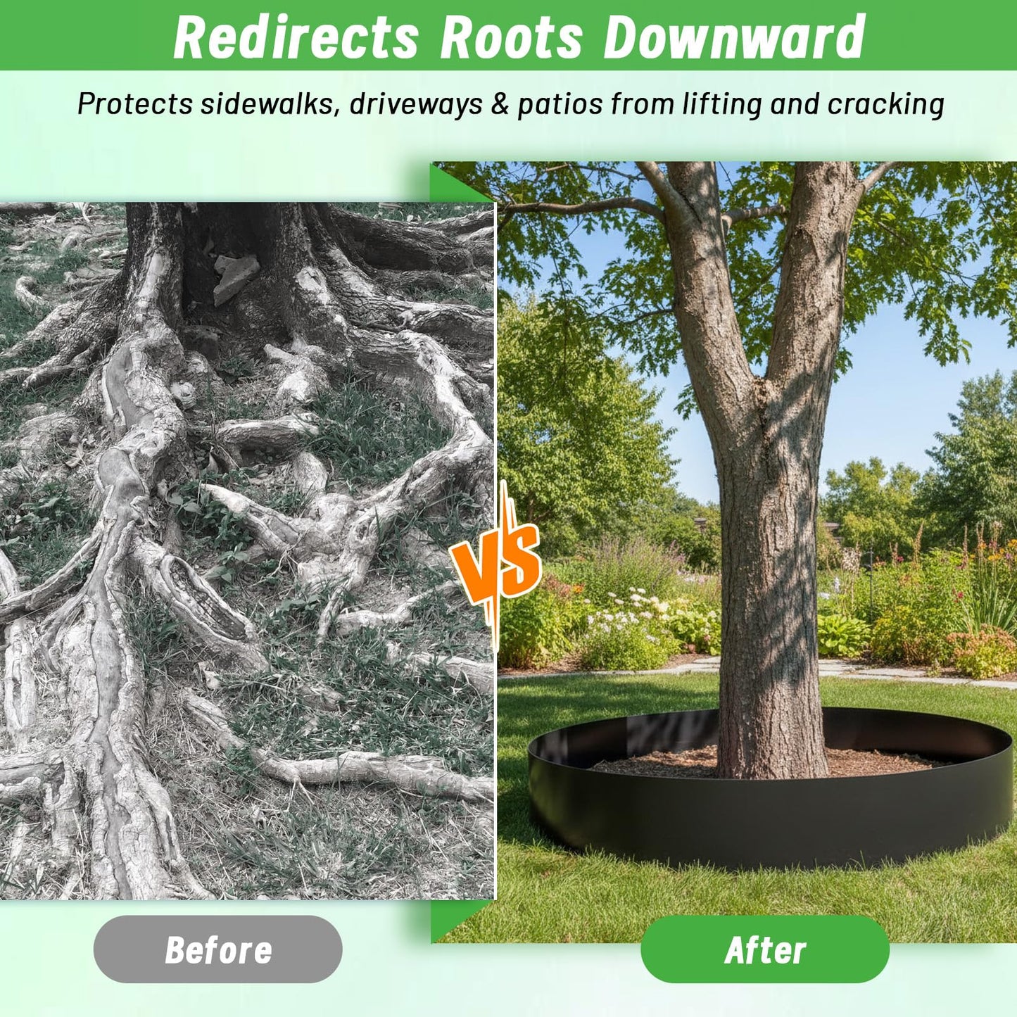 Convivium Tree Root Barrier Roll, 60mil Recycled HDPE Root & Bamboo Barrier for Landscaping, Heavy-Duty Root Blocker for Sidewalks, Driveways & Garden Edging (17in x 50ft x 60mil)