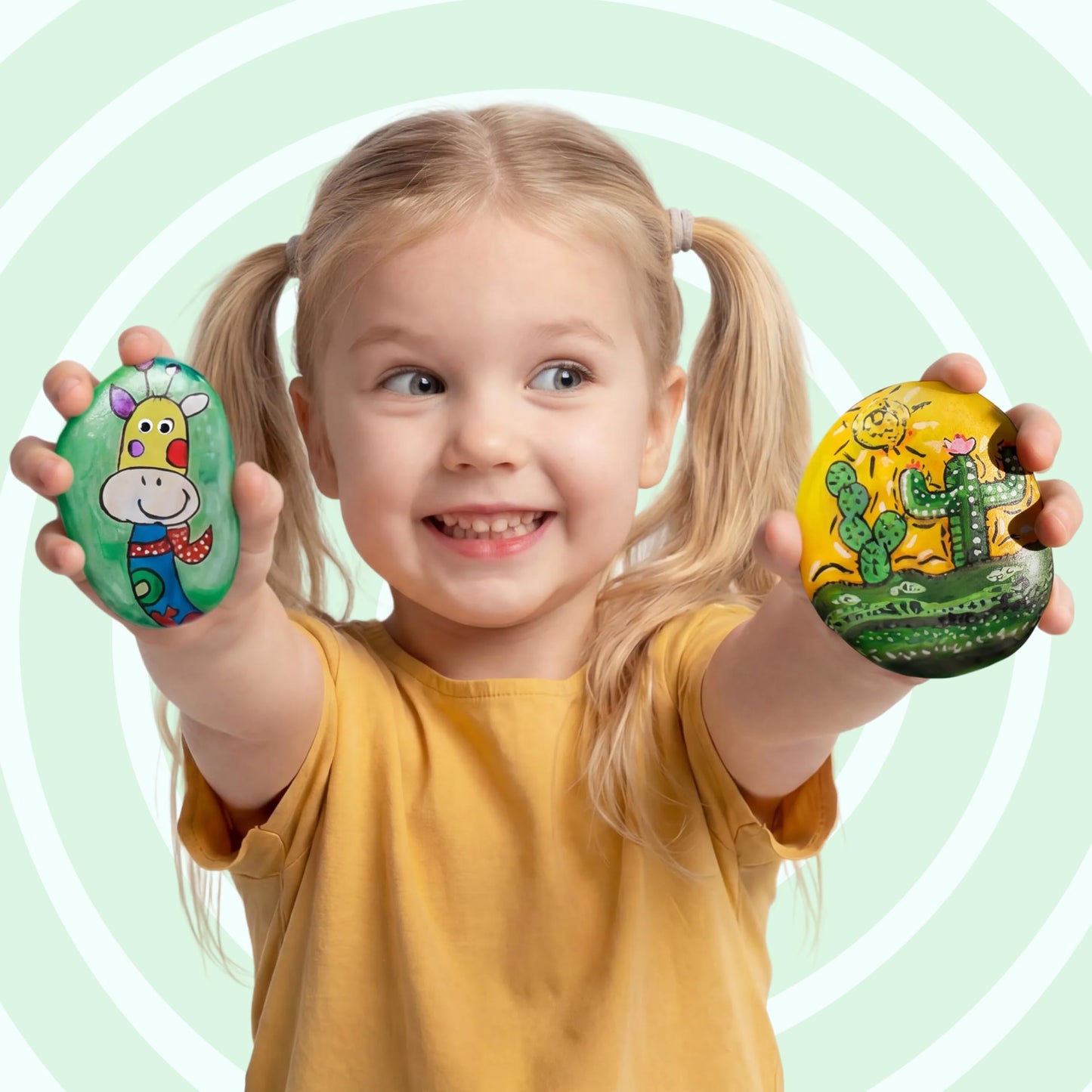 Rock Painting Kit for Kids, Arts and Crafts for Girls & Boys Ages 6-12, DIY Supplies for Painting Rocks, Easter Craft Kits Art Set, Toddler Birthday Christmas Presents, Family Indoor Activity