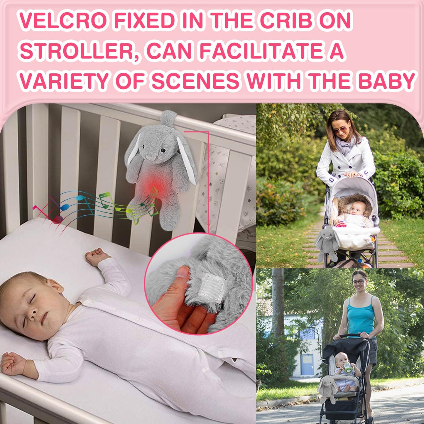 Baby Soother Cry Activated Sensor Toys,Heartbeat Bunny for Babies,Plush Stuffed Animal for Newborn Infants,Toy Vibrating with Mom’s Heartbeat,Baby Shower Gifts for Girls and Boys