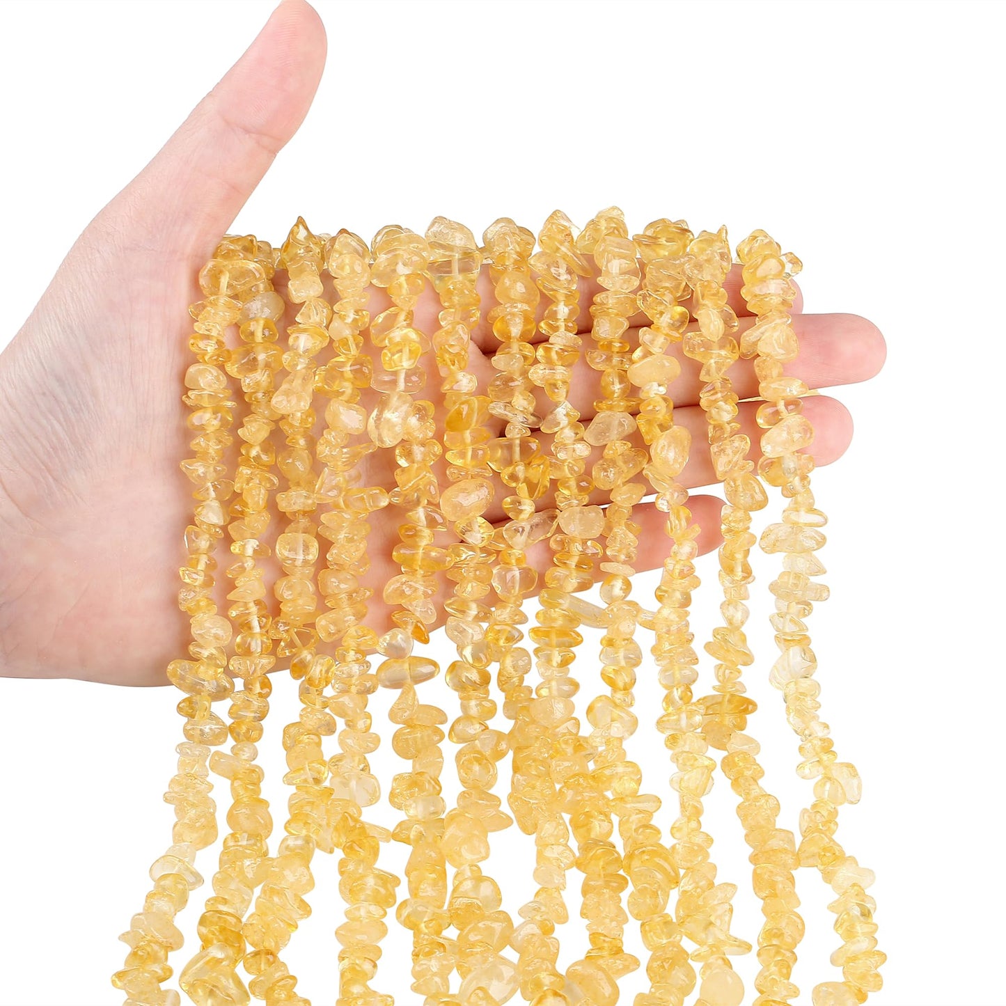 ZHIYUXI 400pcs Citrine Beads Yellow 5-8mm Healing Crystals Gemstones for Bracelet Making 2 Strands Irregular Stone Loose Rocks Bead for Jewelry Making Hole Drilled DIY Necklace Craft Gifts