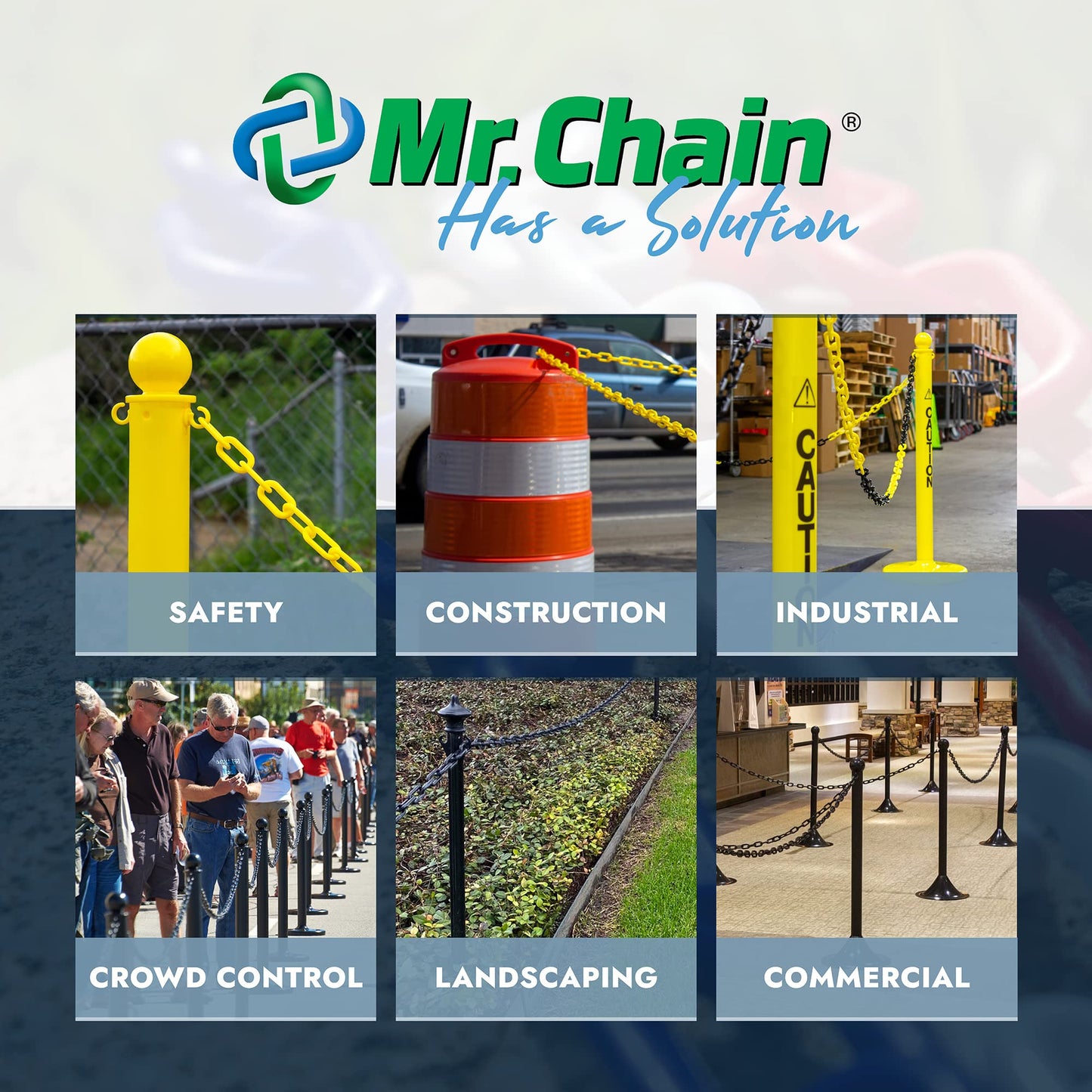 Mr. Chain Plastic Barrier Chain, Green, 1.5-Inch Link Diameter, 100-Foot Length (30004-100)