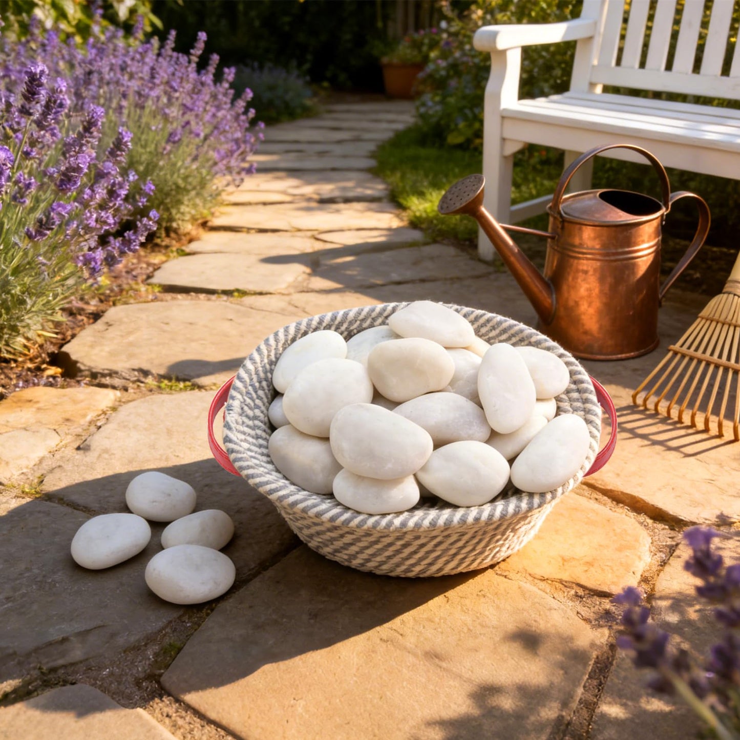 RUOJAS 5 lb Natural Polished White Pebbles, 1-2 Inch Decorative White Rocks for Potted Plants Pot Filling Aquariums Outdoor Street Scape Decorative Rocks