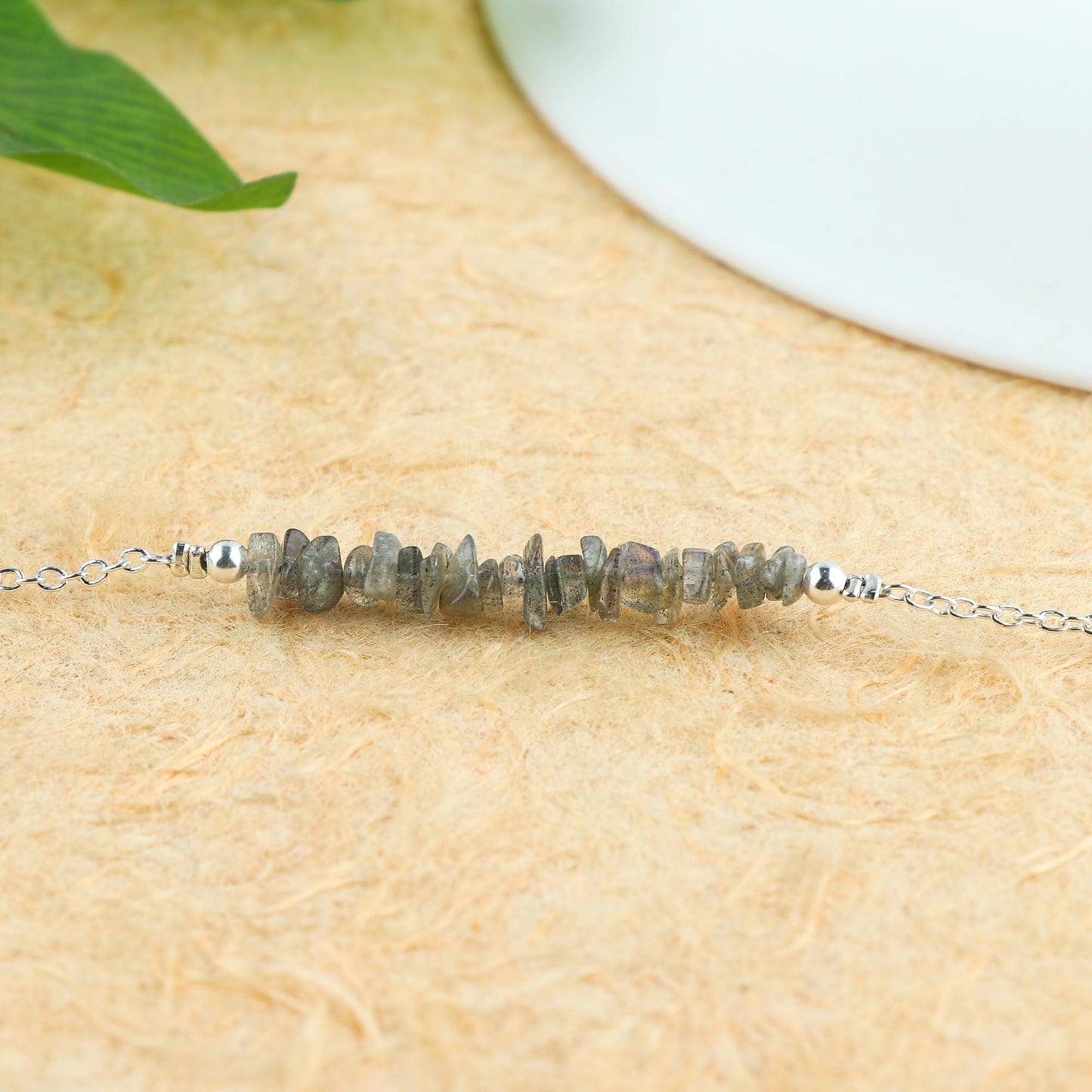 Gemimpression Handmade Labradorite Chips Bracelet – Natural Energy Healing Crystals – Adjustable Silver Plated 8 Inch Chain – Gift for Her – Mother’s Day Gift