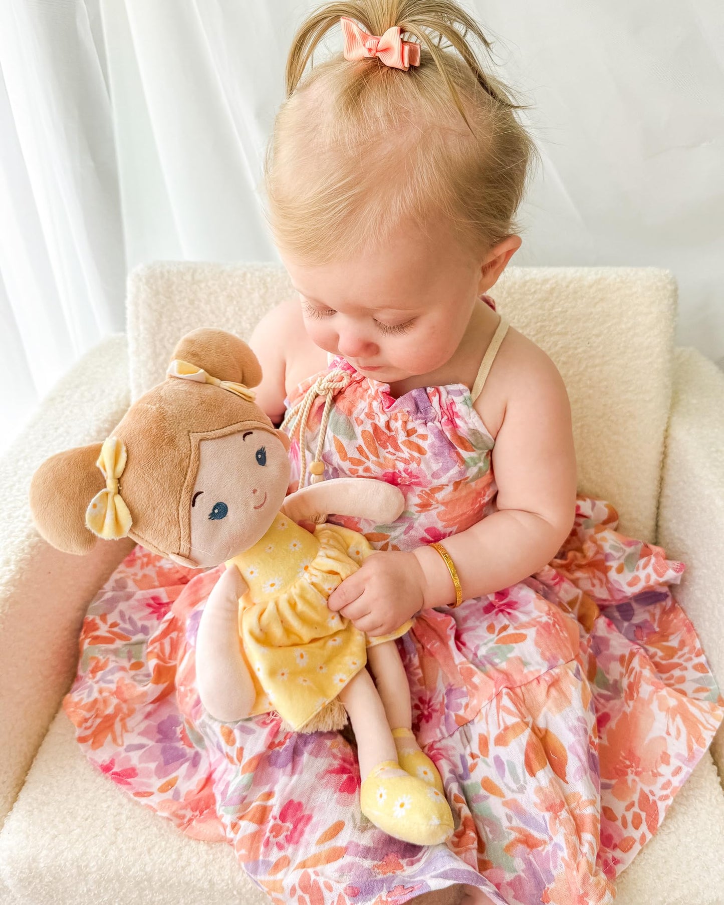 LeyaDoll Soft Baby Doll Toys (12''), My First Baby Rag Doll for 1 Year-Old Girl Birthday Gift, Christmas Plush Toys Gift for Toddler Kids Infants -Daisy Girl