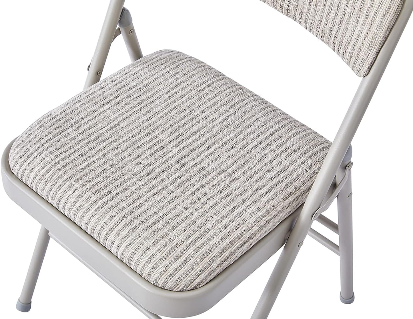 2 Pack Folding Chairs with Fabric Padded Cushion and Back, Commercial Grade Metal Chairs with Comfortable SOFT Fabric Cushion for Home and Office, for Indoor and Outdoor Events (2, White-Fabric)