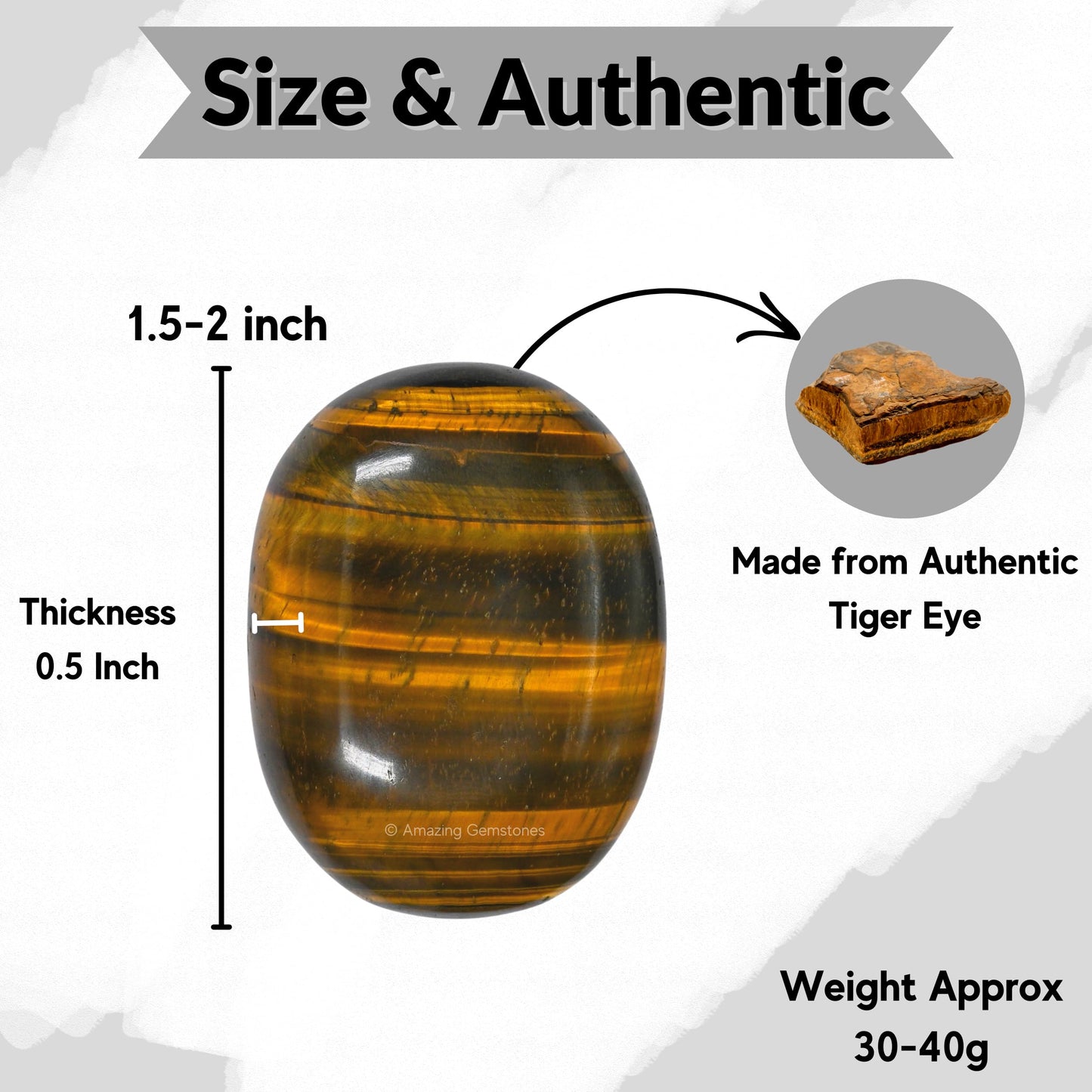 Amazing Gemstone Tiger Eye Crystals and Healing Stones - Large Palm Stone Crystals Piedra - Crystal for Good Luck, Balanced Positive Energy, Meditation - Unique Stocking Stuffers Gifts for Women, Men