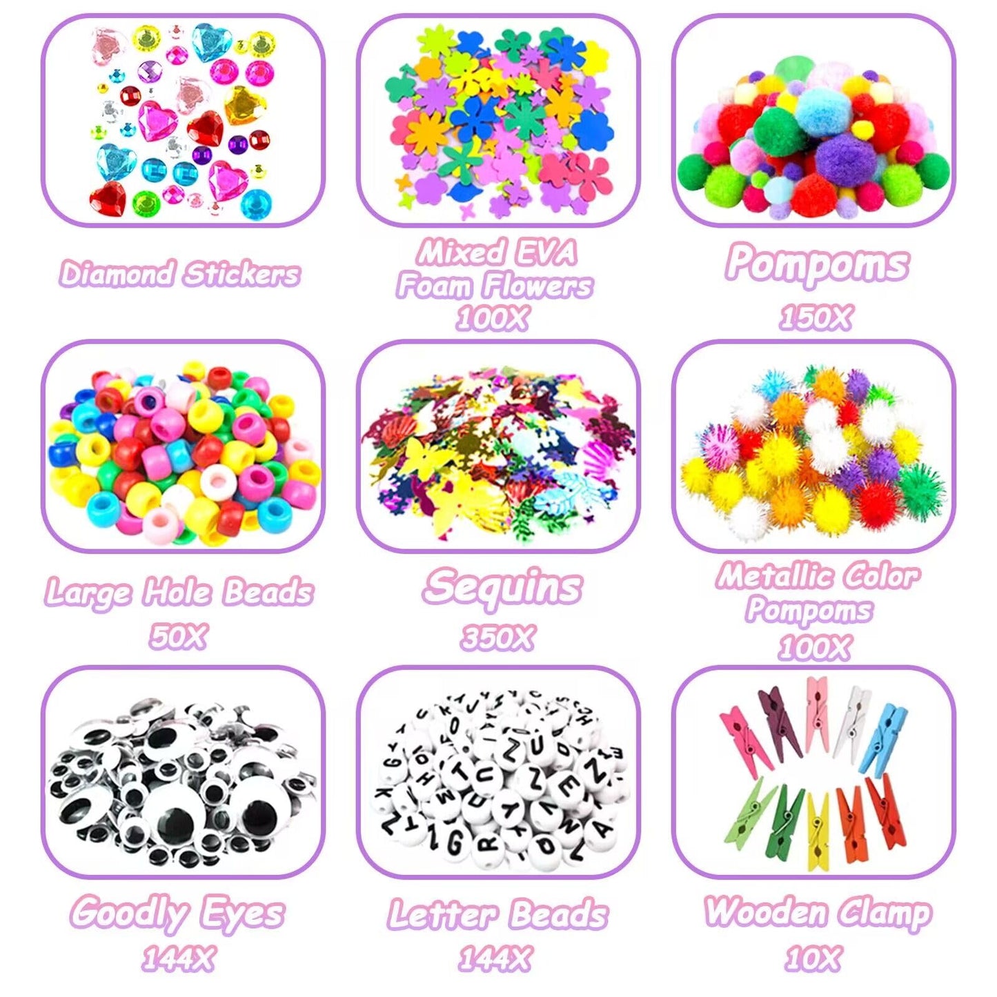 2000 Pcs DIY Arts and Crafts Supplies Kit for Kids - Kids Craft Kits Art Supplies Material Set with Pipe Cleaner All in 1 Crafting Collage Activity for Toddlers Gifts Toys Age 5 6 7 8 9 Year Old Girls