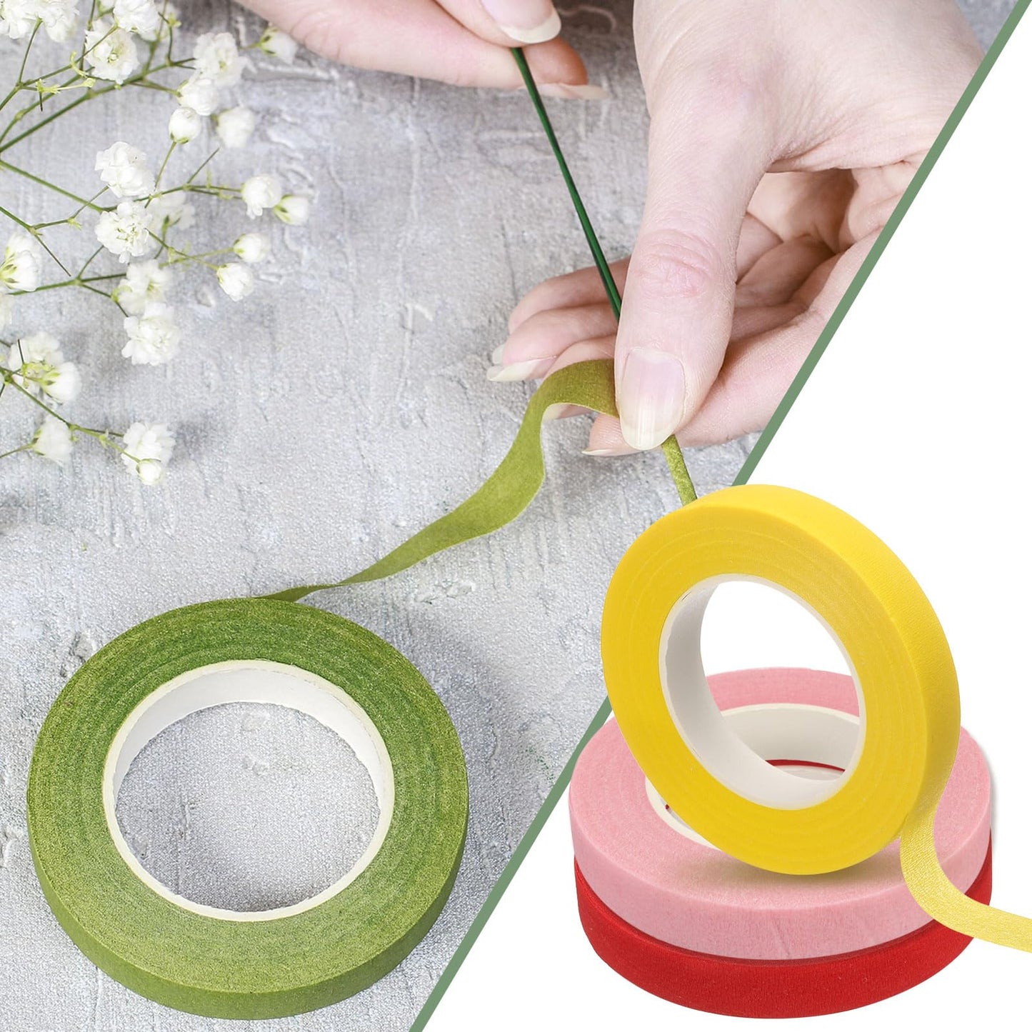 uxcell 8 Pcs Yellow Floral Tape 1/2" x 29.5 Yards Florist Wrap Adhesive Tape Flower Arrangements Supplies for Artificial Flowers Bouquet Stem Wrapping Floral Crafts Wedding Bouquet
