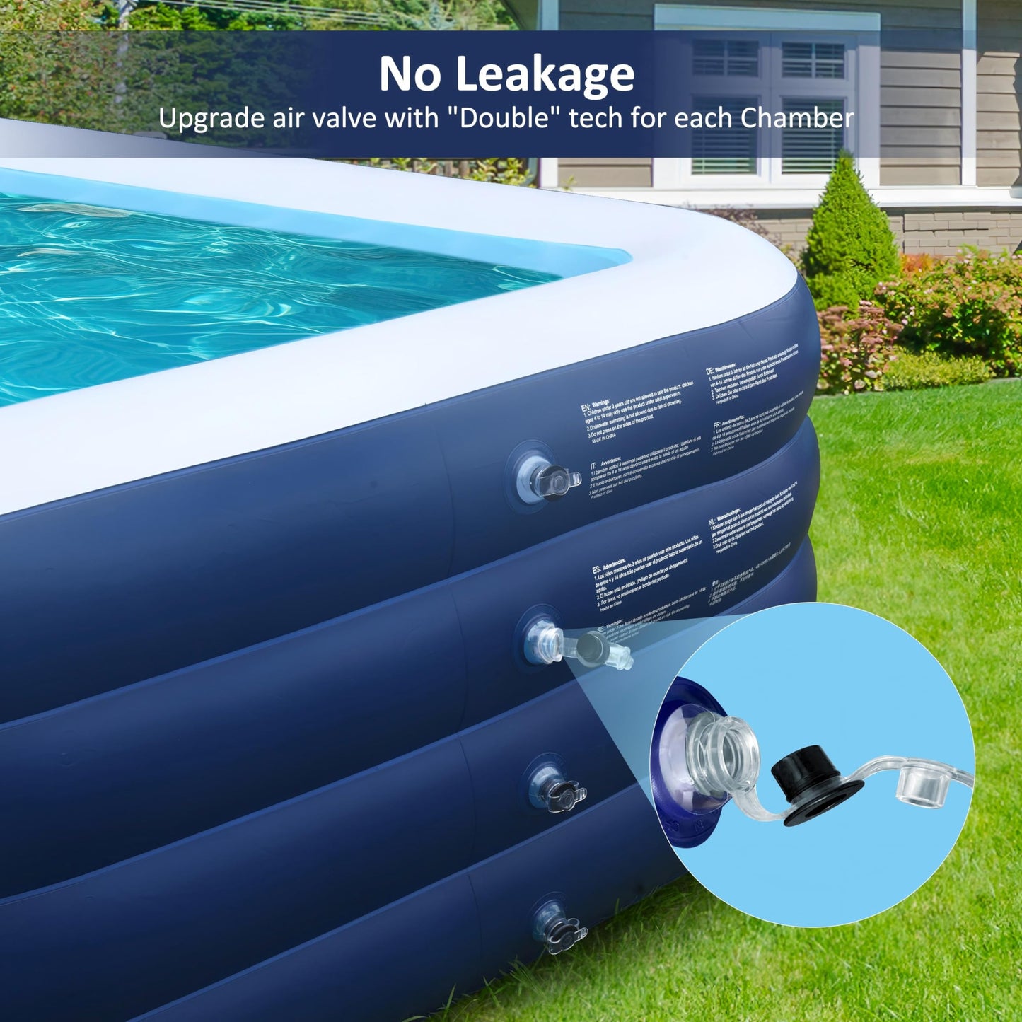 Eisenfuer Inflatable Pool 2026 New Upgrade, First Collapse-Proof 4-Layer Pool with 4 Independent Air Chambers, 99"x60"x28" Thickened Deep Durable Kids Pool, Outdoor Backyard Garden Swimming Pool