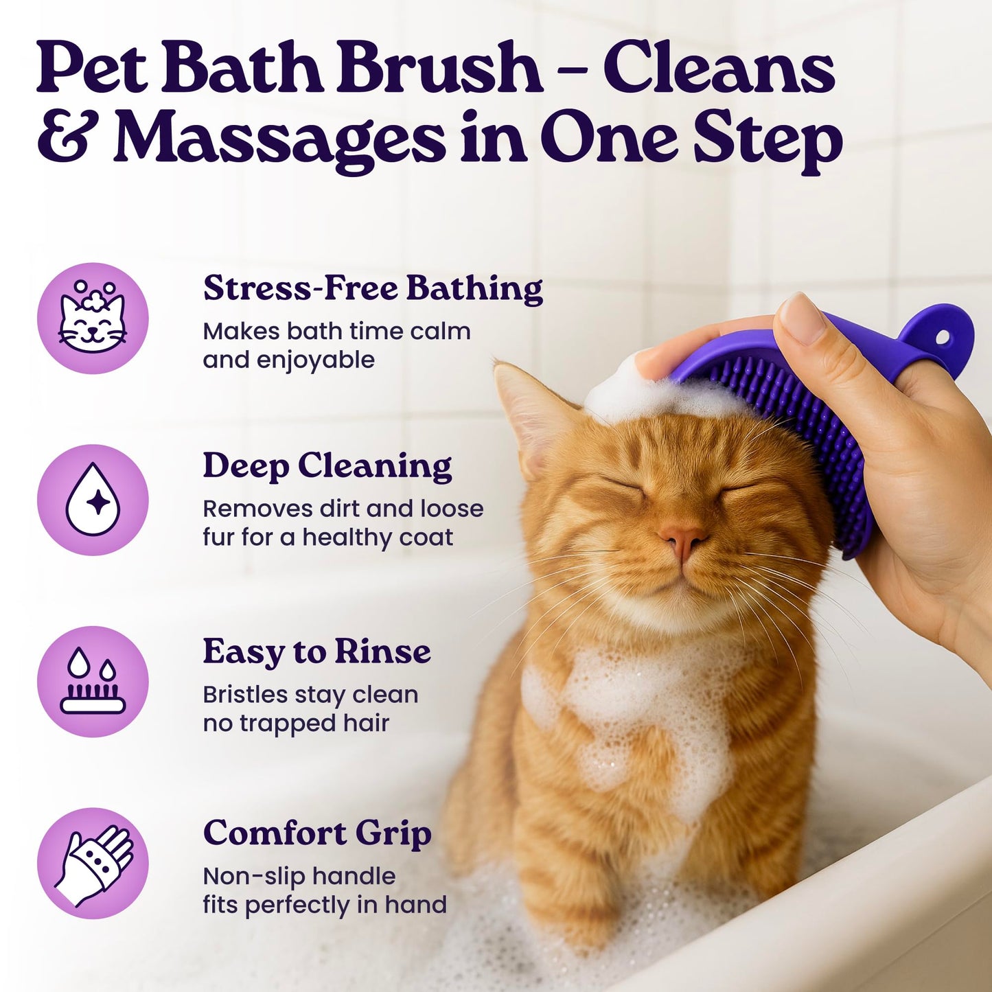 Cat Care Grooming Kit 6 in 1, Include: Nail Clipper, Brush for Shedding, Wand Toy, Interactive Ball Toy, Bath Brush, Ear Cleaner Finger Wipes (30ct.), Cat Grooming Supplies