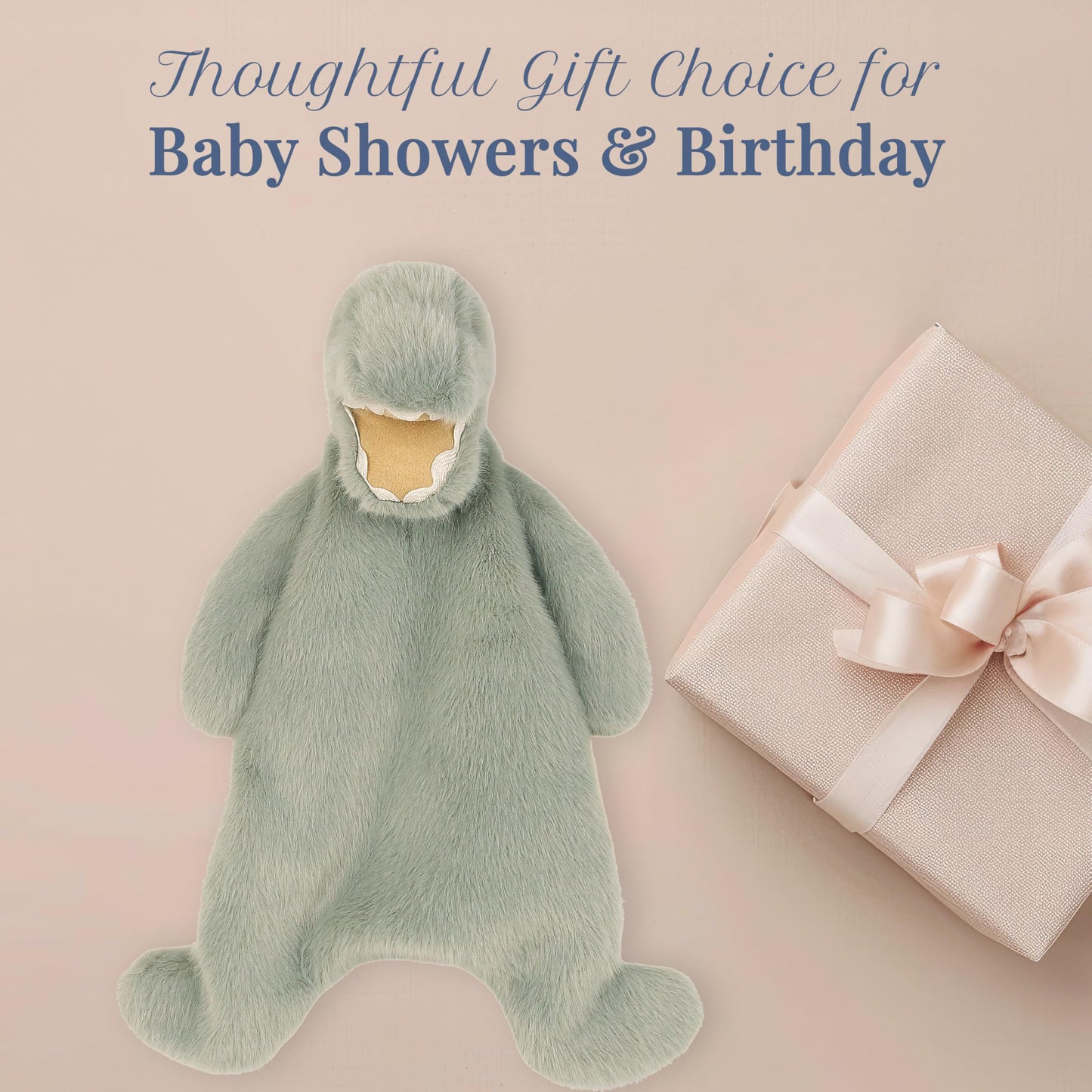 MON AMI Dino Plush Lovey for Babies – 15 Inches | Perfect Newborn Essential for Birthdays & Baby Showers | Soft Comfort Toy for Cuddles & Sensory Play