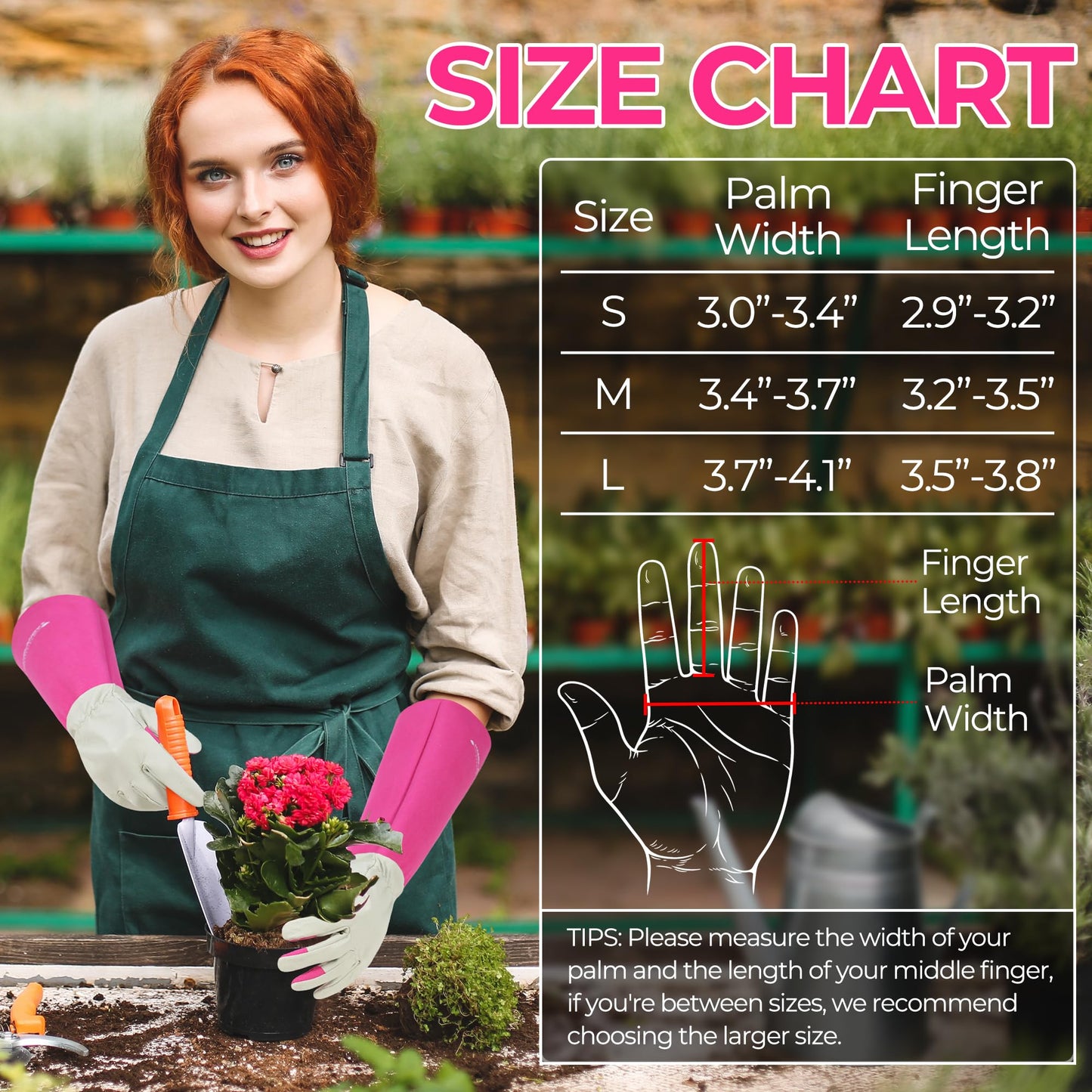 HANDLANDY Rose Pruning Gardening Gloves for Men & Women, Thornproof Long Gauntlet Gloves, Pigskin Leather - Breathable & Durability (Small)