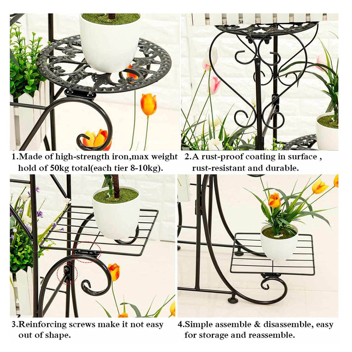 Xilin-872 Flower Stand/Flower Shelf Tricycle Plant Stand, Flower Pot Trolley, Bicycle Holder for Home, Garden, Patio, Plant Stand (Coffee)