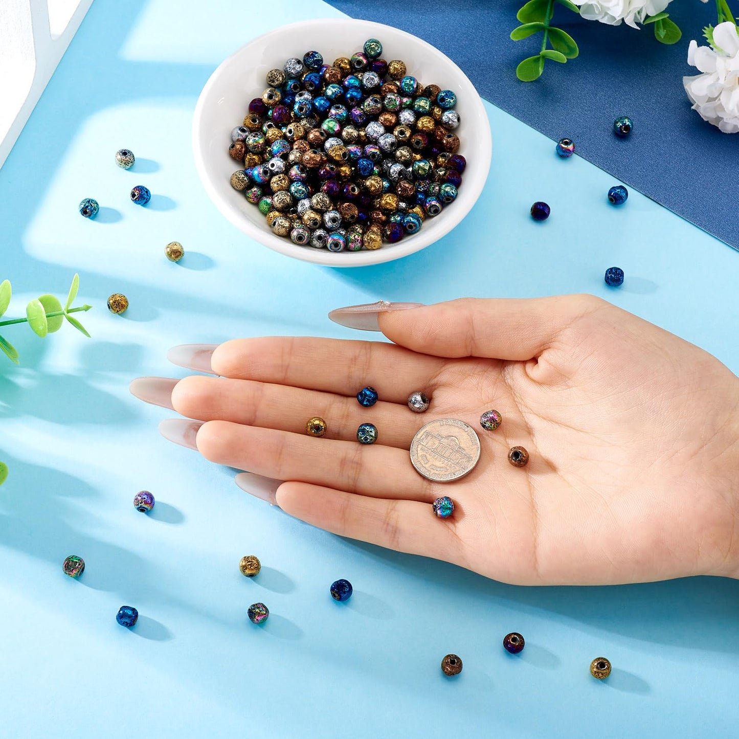 250 Pcs 10mm Lava Rock Beads Natural Stone Beads Round Gemstone Loose Beads Volcanic Chakra Energy Healing Power Beads for Yoga Bracelets Earrings Necklaces Jewelry Making