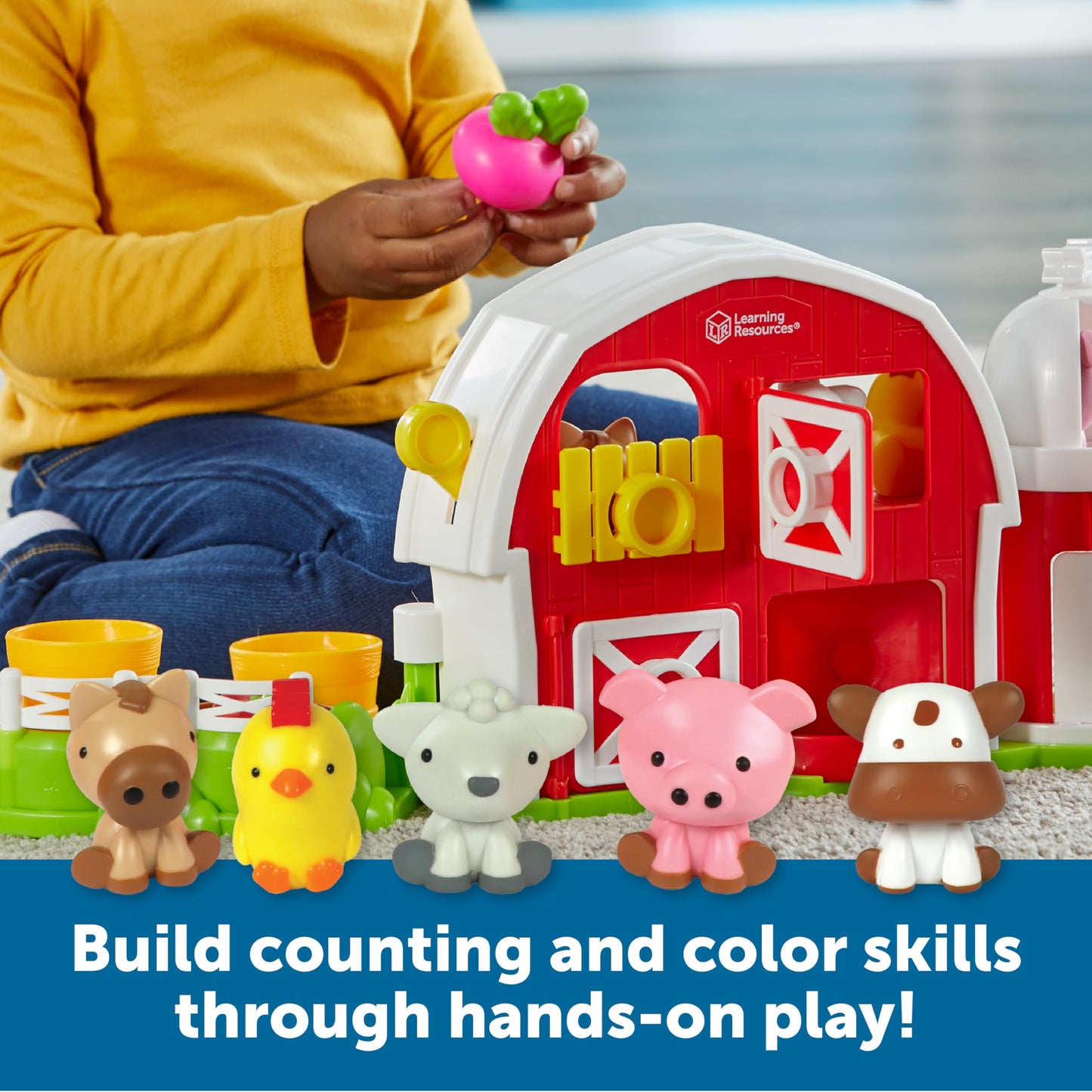 Learning Resources Peekaboo Learning Barnyard Playset - Farm Animal Toys, Montessori Toddler Toys, Imaginative and Fine Motor Skills, Counting Skills for Kids, Birthday Gifts for Boys and Girls