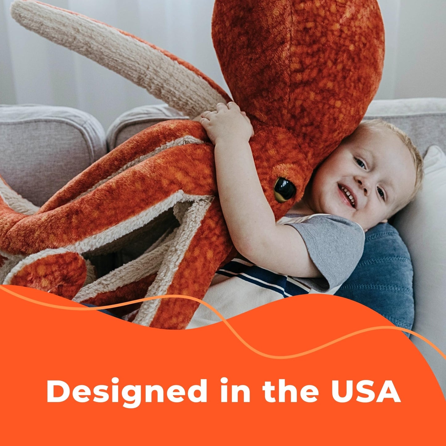 The Petting Zoo Squid Stuffed Animal Plushie, Gifts for Kids, Wild Onez Sealife Animals, Squid Plush Toy 14 inches