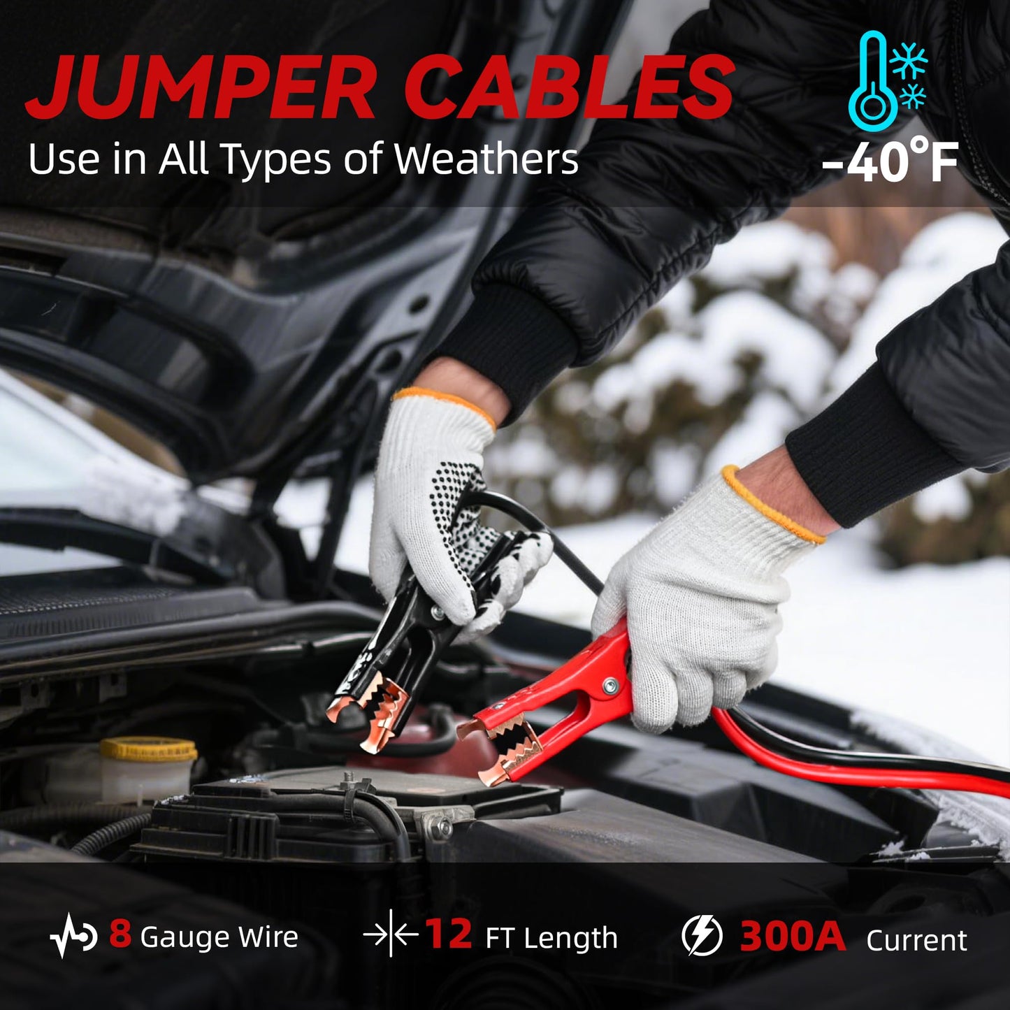 Car Emergency Safety Kit Bag with Portable Air Compressor, Jumper Cables,First Aid Kit, Winter Vehicle Roadside Emergency Kit with Snow Brush and Ice Scraper, for Women, Men, Teen