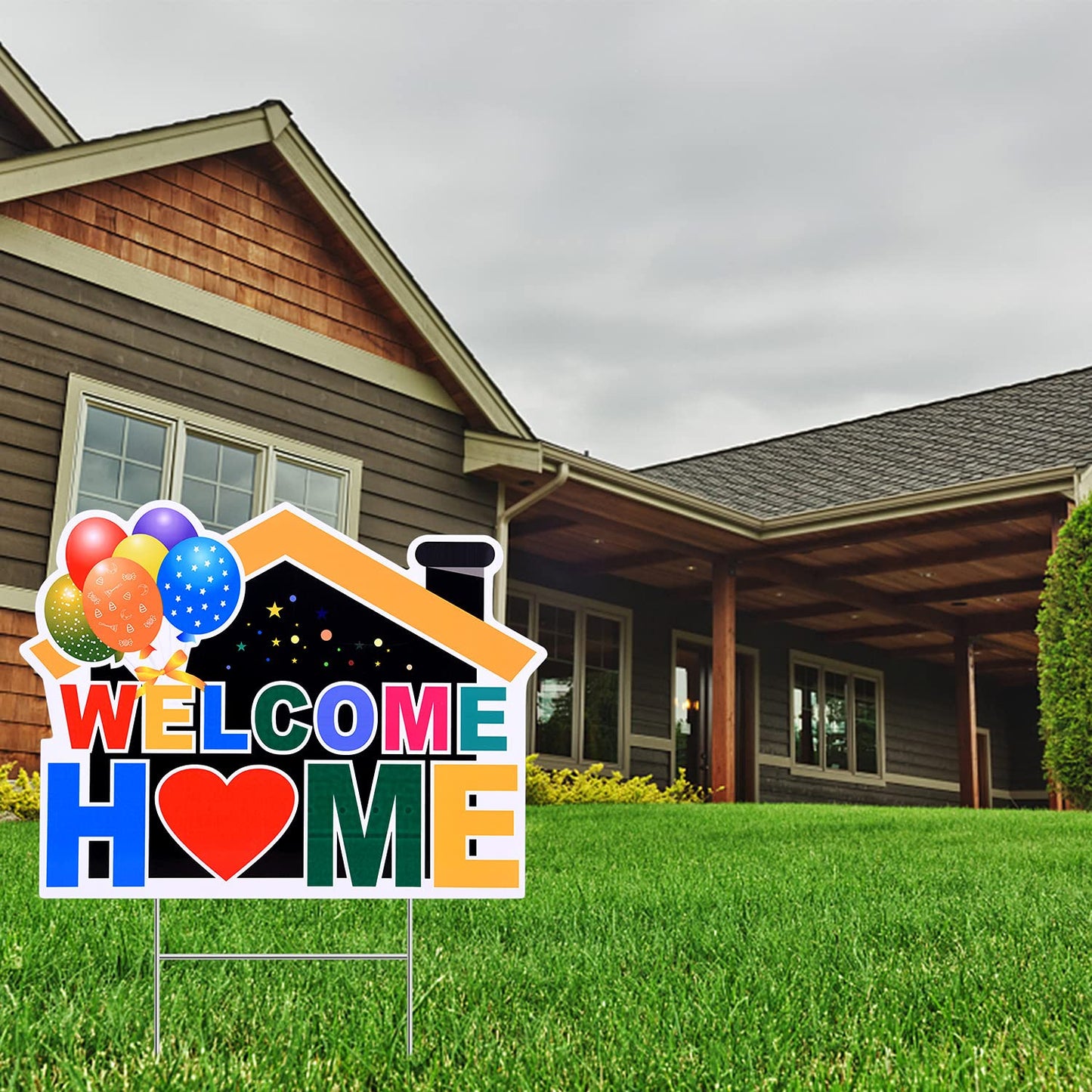 Welcome Home Yard Sign With Metal Stakes, Welcome Sign， Party Decoration for Outdoor， Home Welcoming Party Lawn Sign Supplies