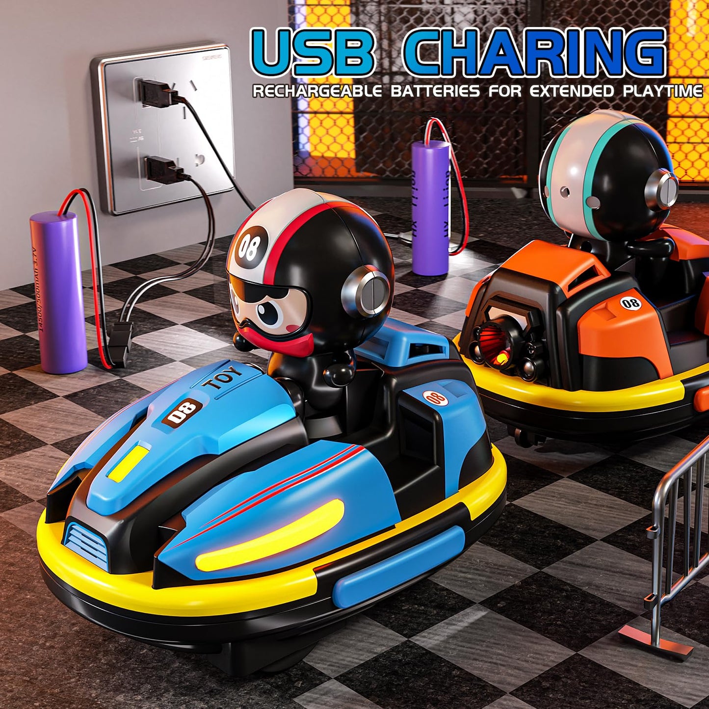 Uregoio RC Bumper Cars Set for 2 Players, 2.4 GHz Remote Control Battle Race Cars With Light & Music, Toys for Toddlers Girls Boys Age 1-5 Years, Christmas Birthday Gift