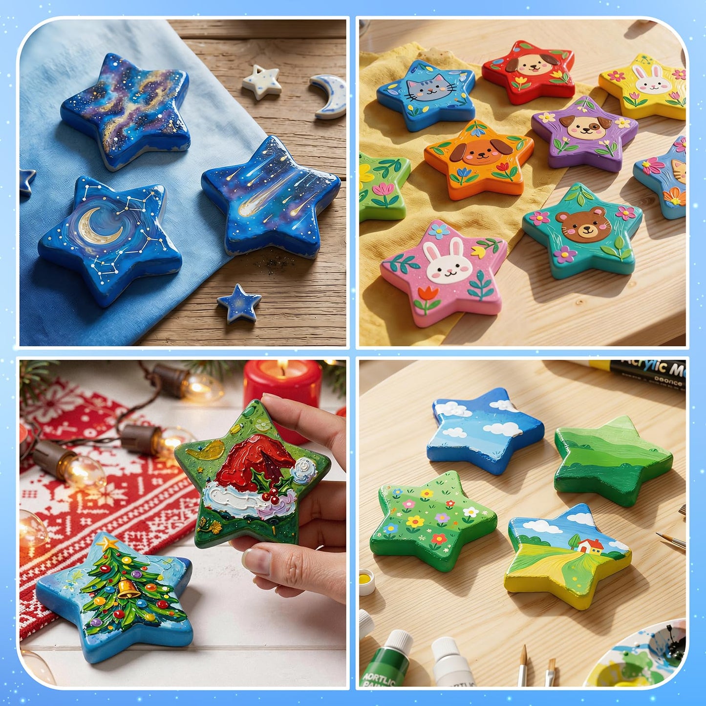 Simetufy 15 Pcs Star-Shaped River Rocks for Painting, 2 Inch Smooth Flat Rocks to Paint, Bulk Craft Stones for DIY, Kindness Rocks, Garden Decoration, Perfect Gift for Kids & Adults