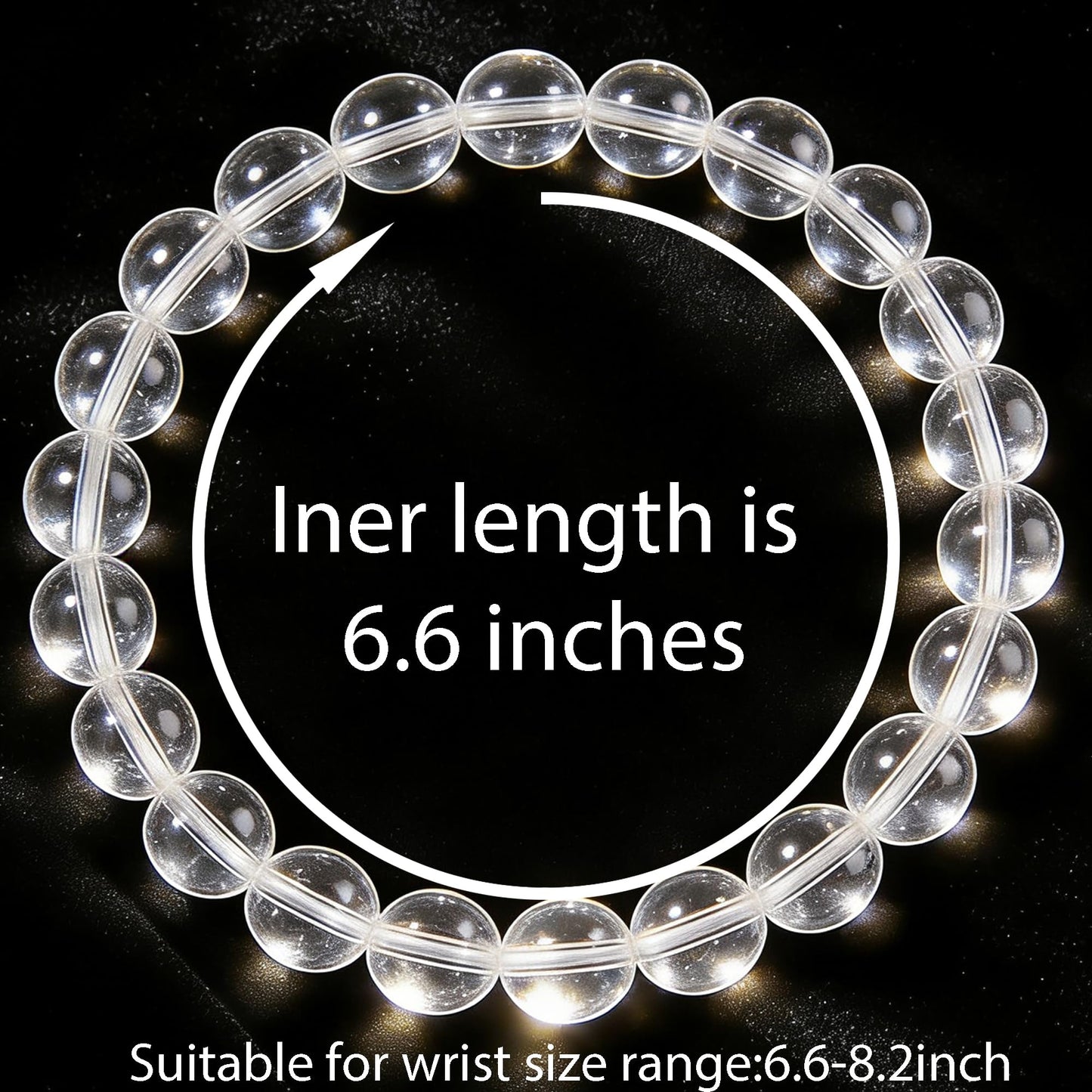Cryhand Female 8mm Crystal Beaded Bracelets For Women Clear Quartz Bracelet for Men Handmade Lucky Money Stretchy Crystal Bracelets Best Gifts