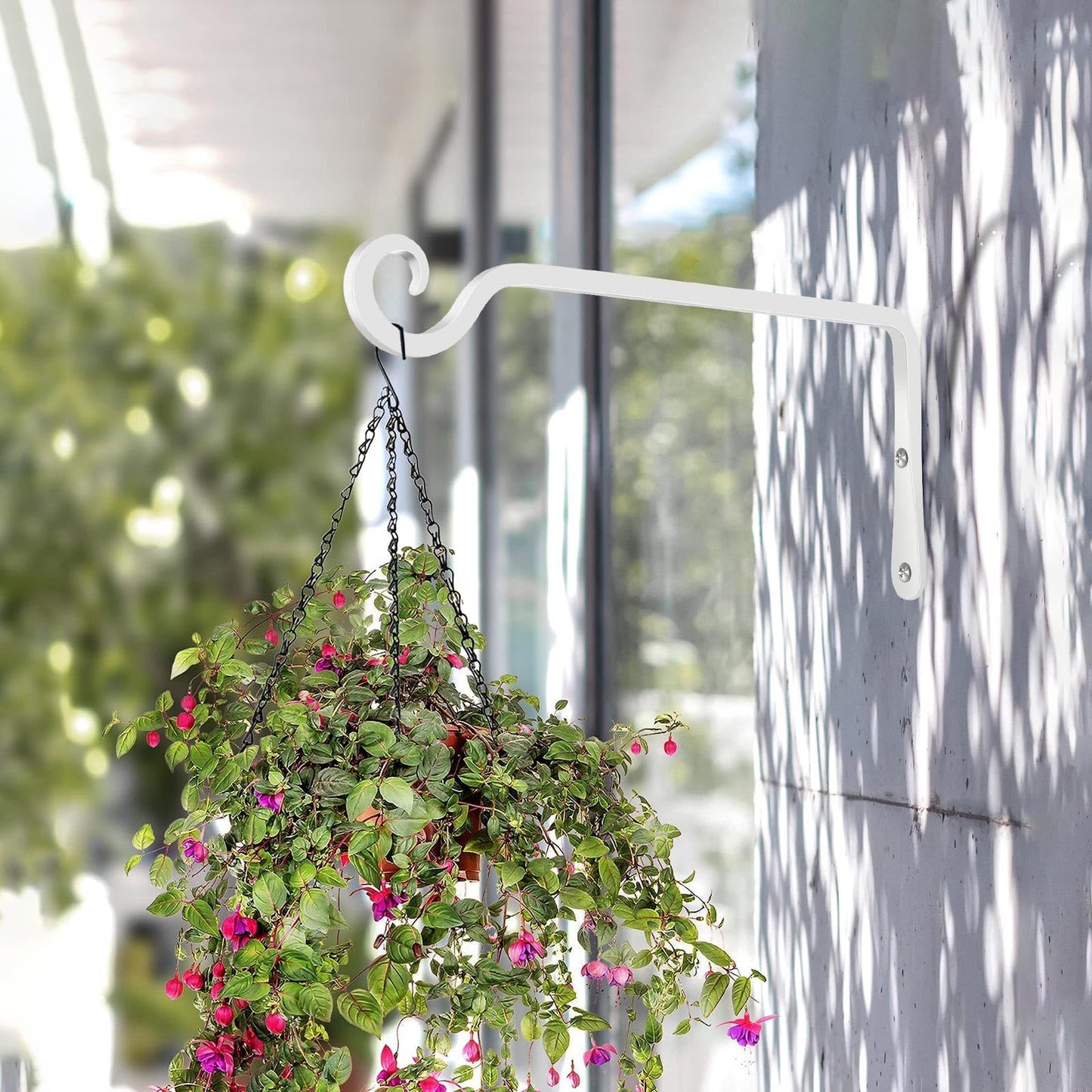 BOLITE Plant Hangers, 10 Inch Hanging Plant Brackets Outdoor Indoor, Wall Hooks for Hummingbird Feeders, Bird Feeders, Planters, Lanterns, Wind Chimes, Home Decor, 2 Pack, White, Gifts for Women Men