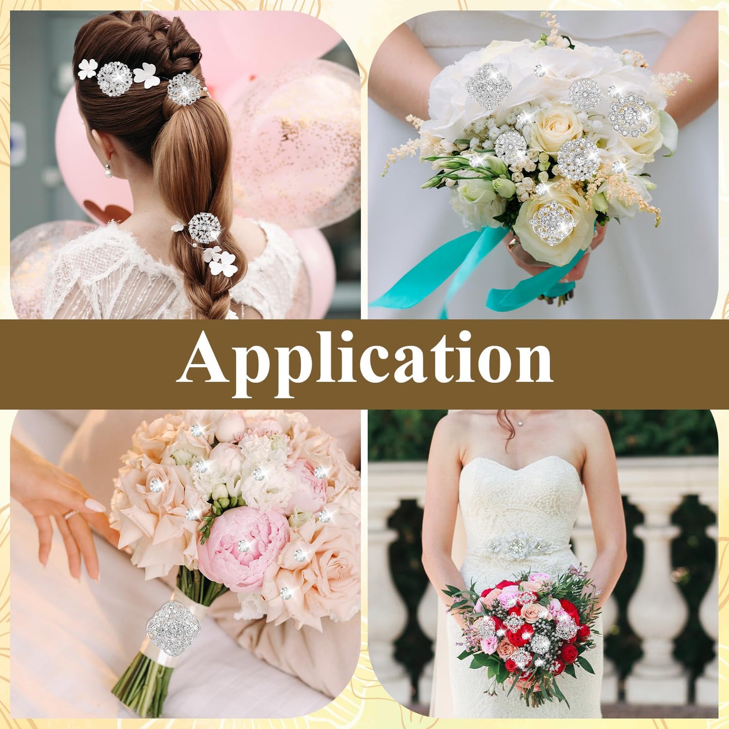 AOZUO 136 Pcs Clear Crystal Brooches for Women, Crystal Flower Brooch Pins with Rhinestones Bulk Brooches Jewelry Rhinestone Embellishments for DIY Jewelry Crafting Sewing Wedding Hair Decoration