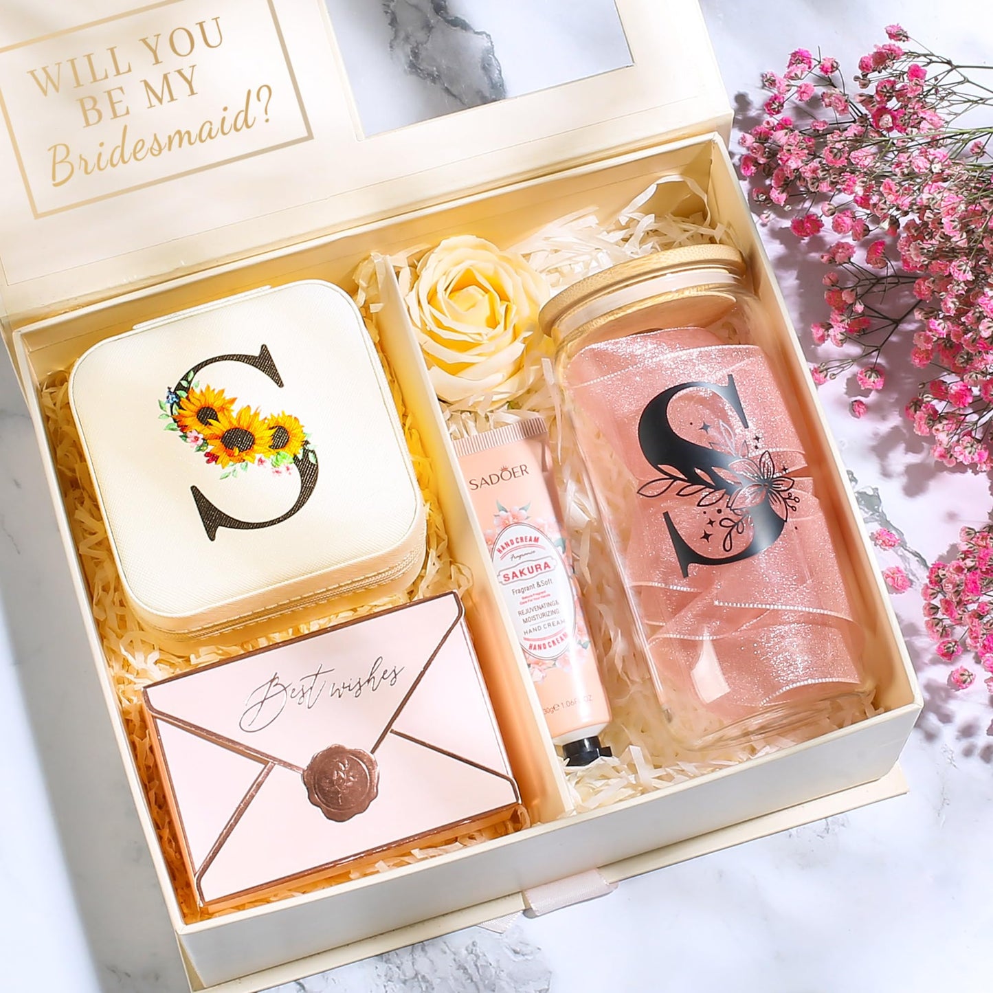 AYGXU galentines day gifts,Initial Glass Cup,Travel Jewelry Case,Small Jewelry Box Organizer, Mothers Day gifts,Initial J white