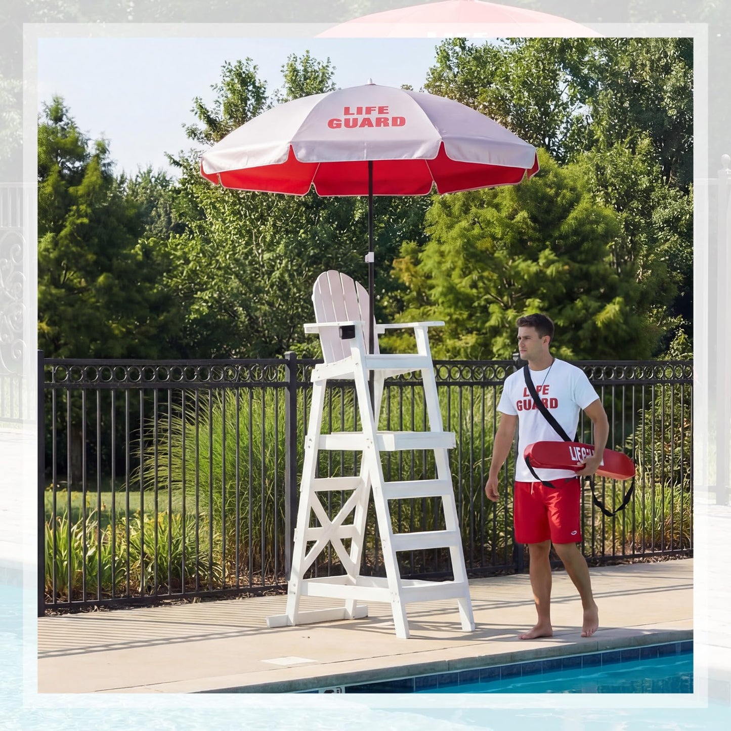 Sweetude Lifeguard Umbrella with Tilt 45° for Seat Patio Beach Outdoor Lifeguard Solar Sun Umbrella Portable for Chair(Sliver)