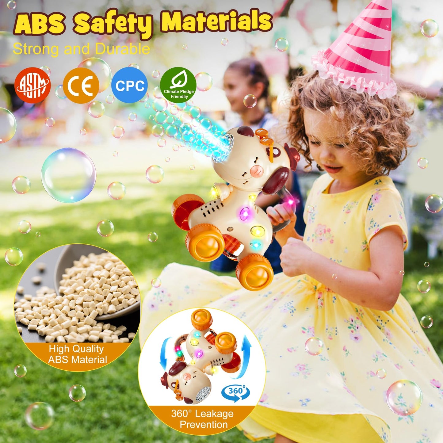 Nicmore Bubble Machine for Toddlers 1-3: Portable Dog Bubble Maker Blower Toys for 1-6 Year Old Boy Girl Kids Outdoor Toys for Easter Party Birthday